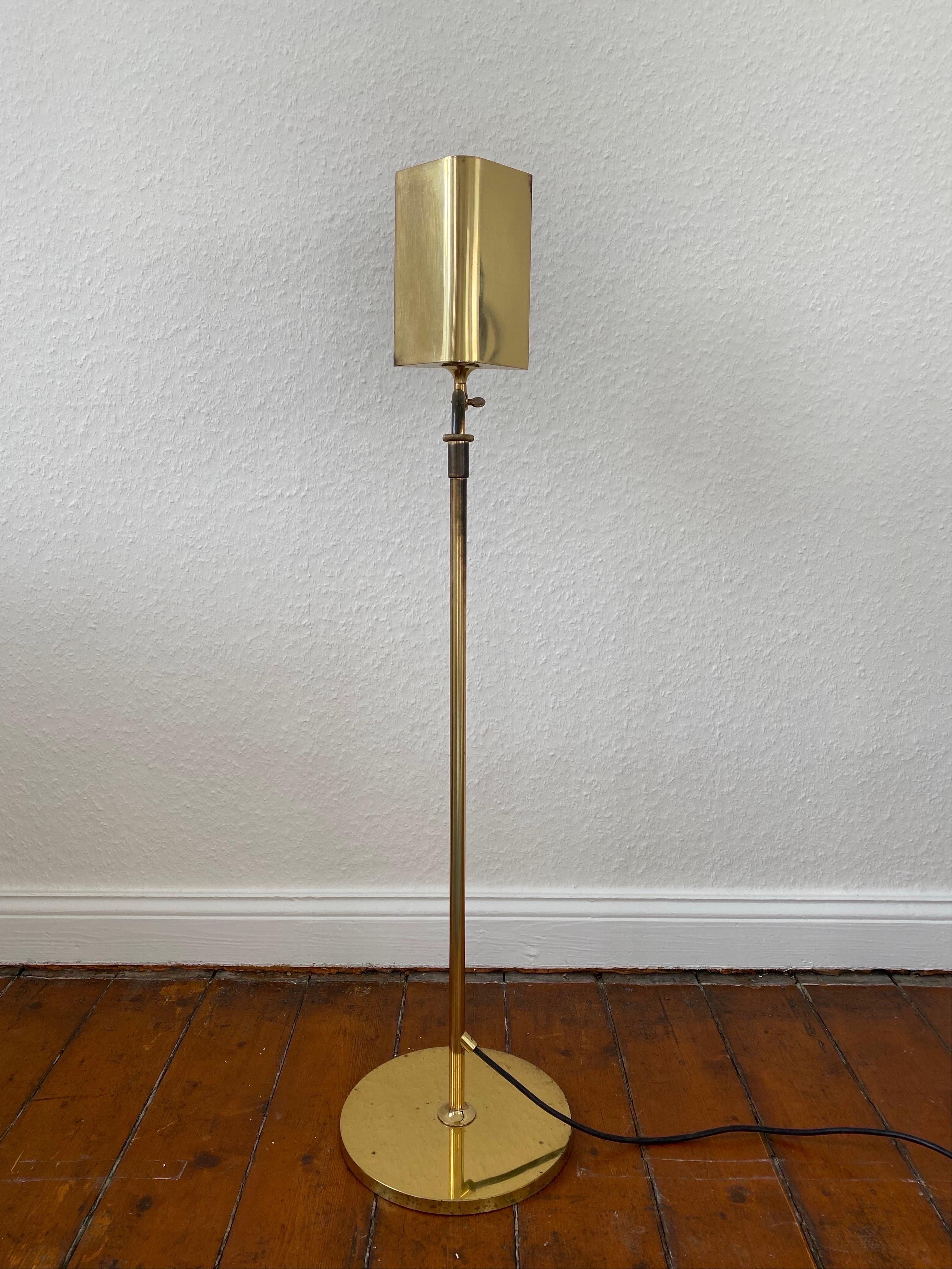 German Adjustable Brass 1970s Reading Floor Lamp Cervantes by Florian Schulz