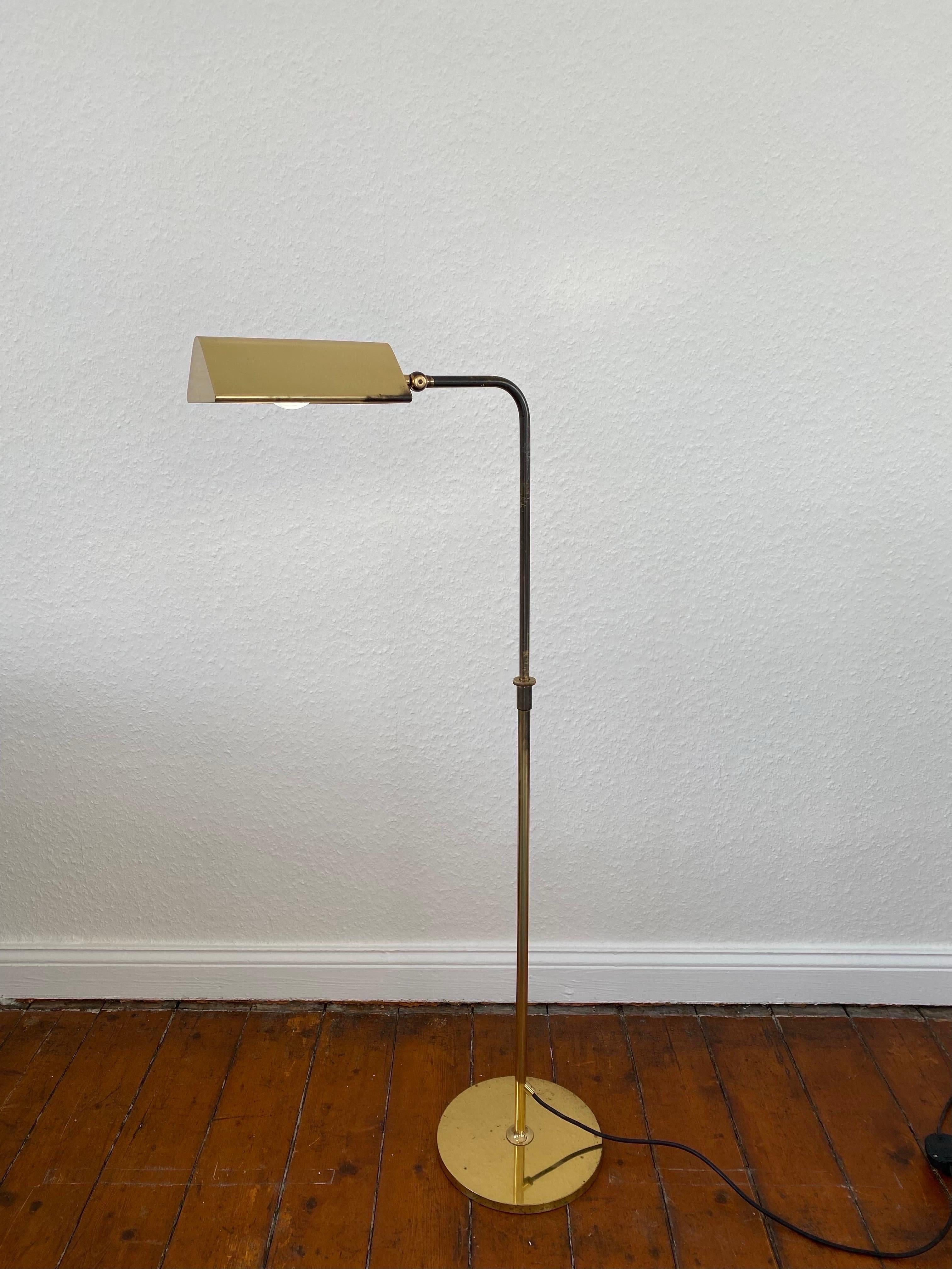Late 20th Century Adjustable Brass 1970s Reading Floor Lamp Cervantes by Florian Schulz