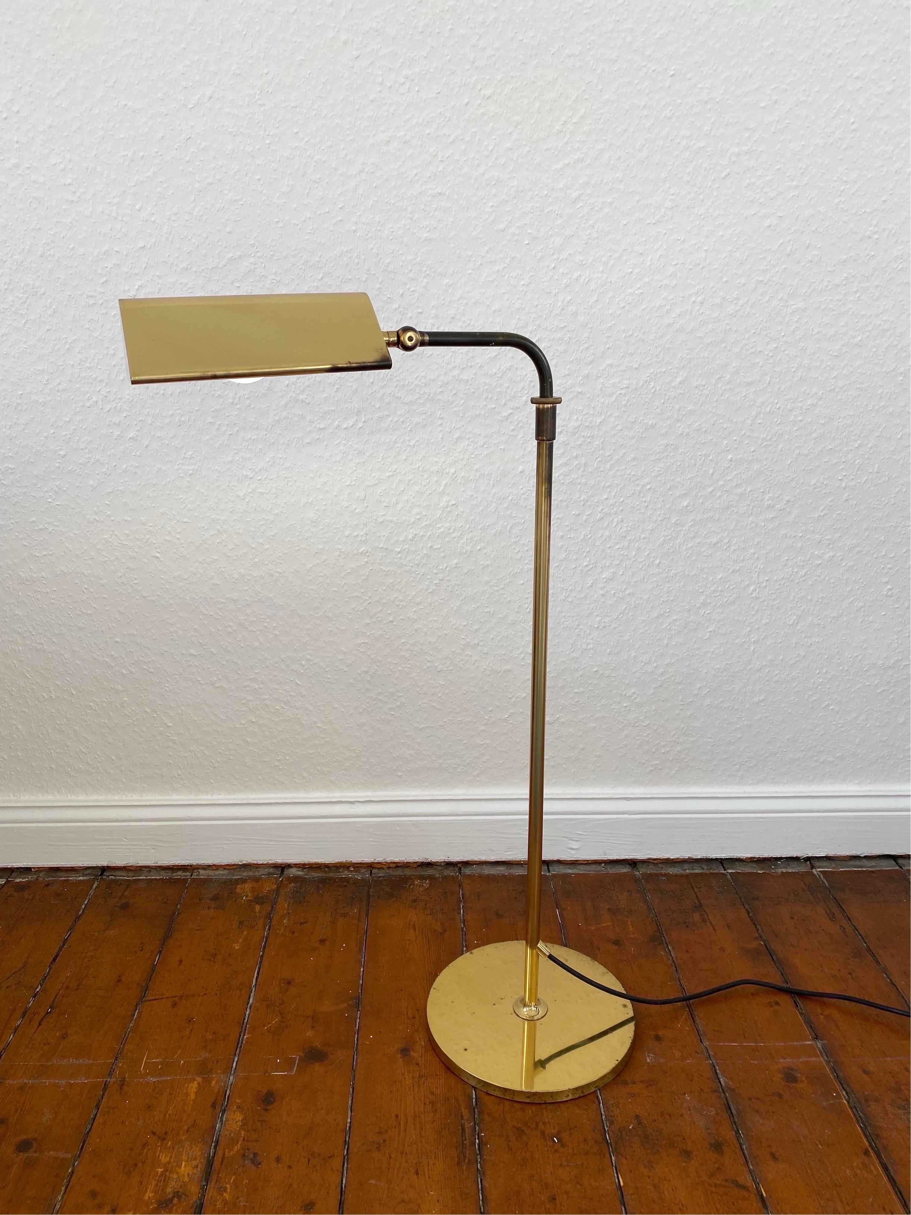Adjustable Brass 1970s Reading Floor Lamp Cervantes by Florian Schulz 1