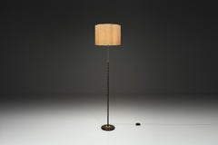 Adjustable Brass and Lacquered Metal Floor Lamp, Europe Mid 20th Century