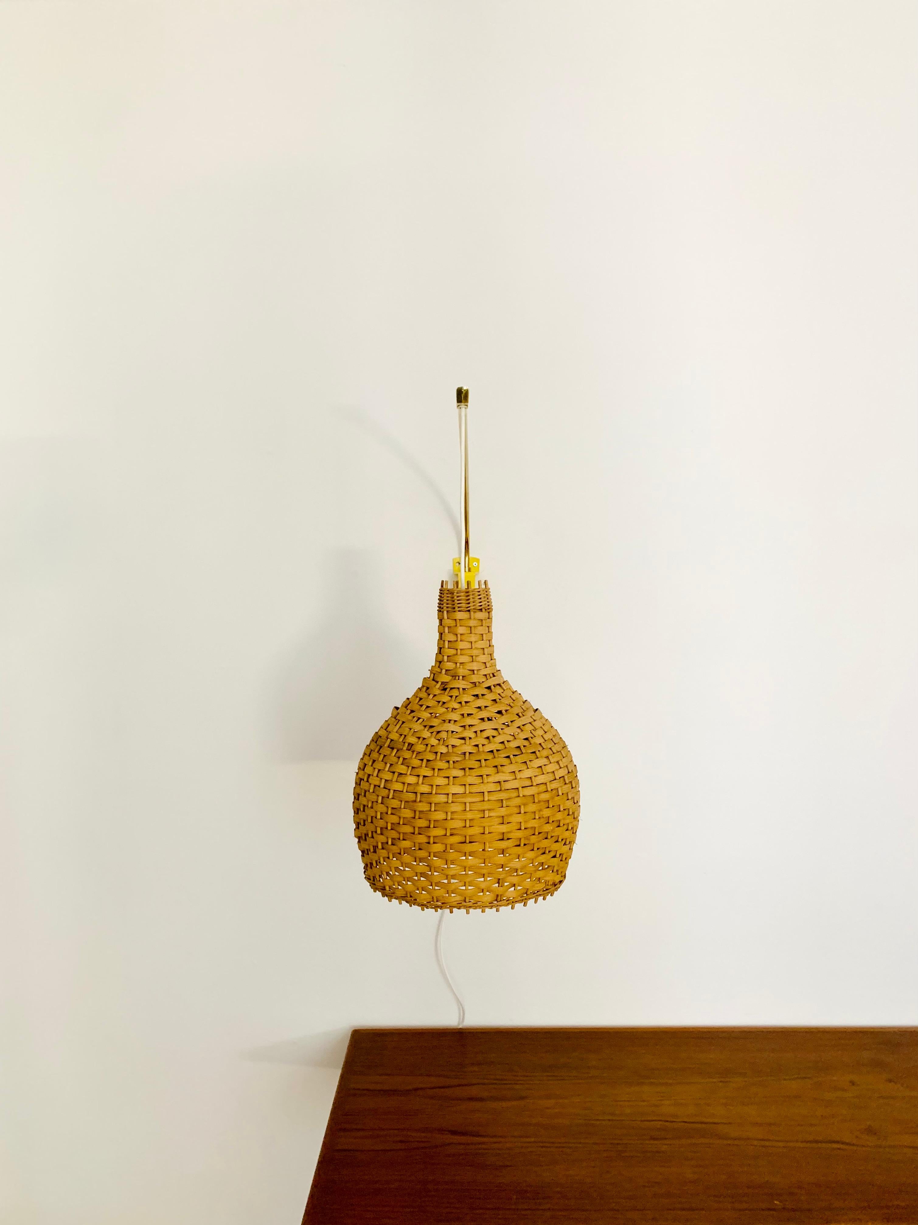 Adjustable Brass and Wicker Arc Sconce In Good Condition For Sale In München, DE