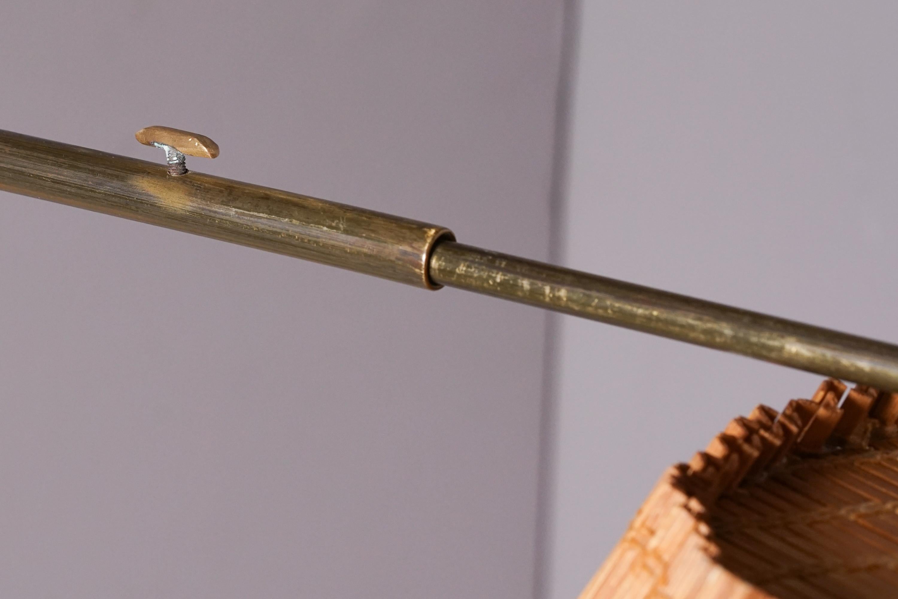 Adjustable Brass and Wooden Slat Wall Light, Finland, 1950s 1
