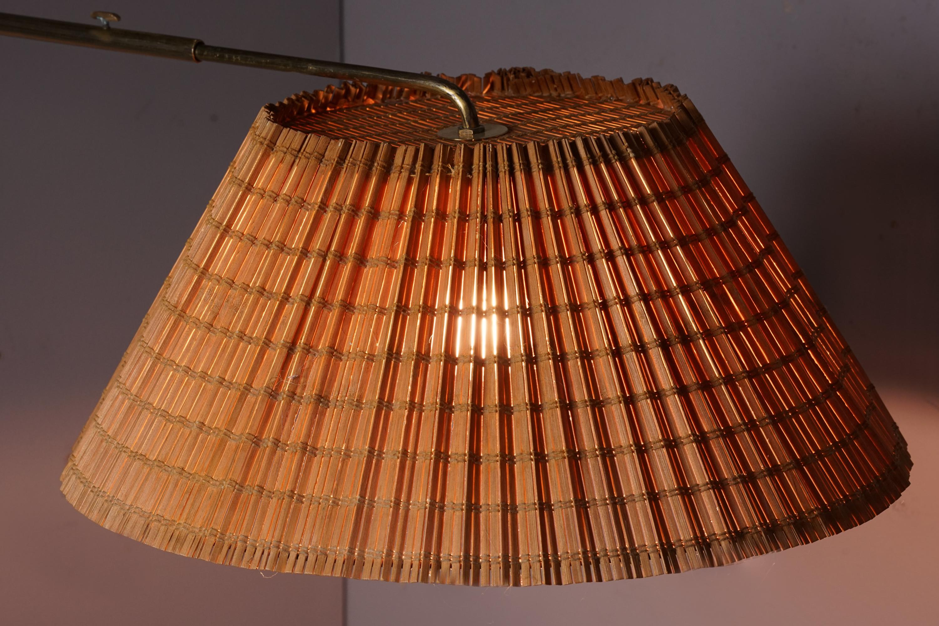 Adjustable Brass and Wooden Slat Wall Light, Finland, 1950s 2