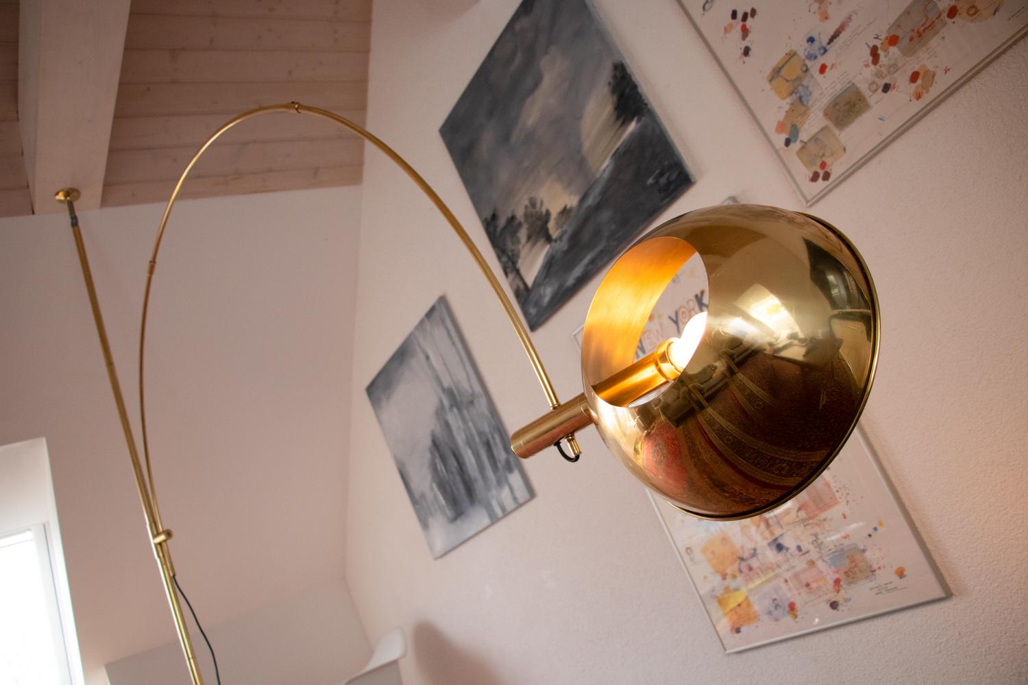 Adjustable Brass Arc Floor Lamp Boca by Florian Schulz, Germany, 1960-70s 5