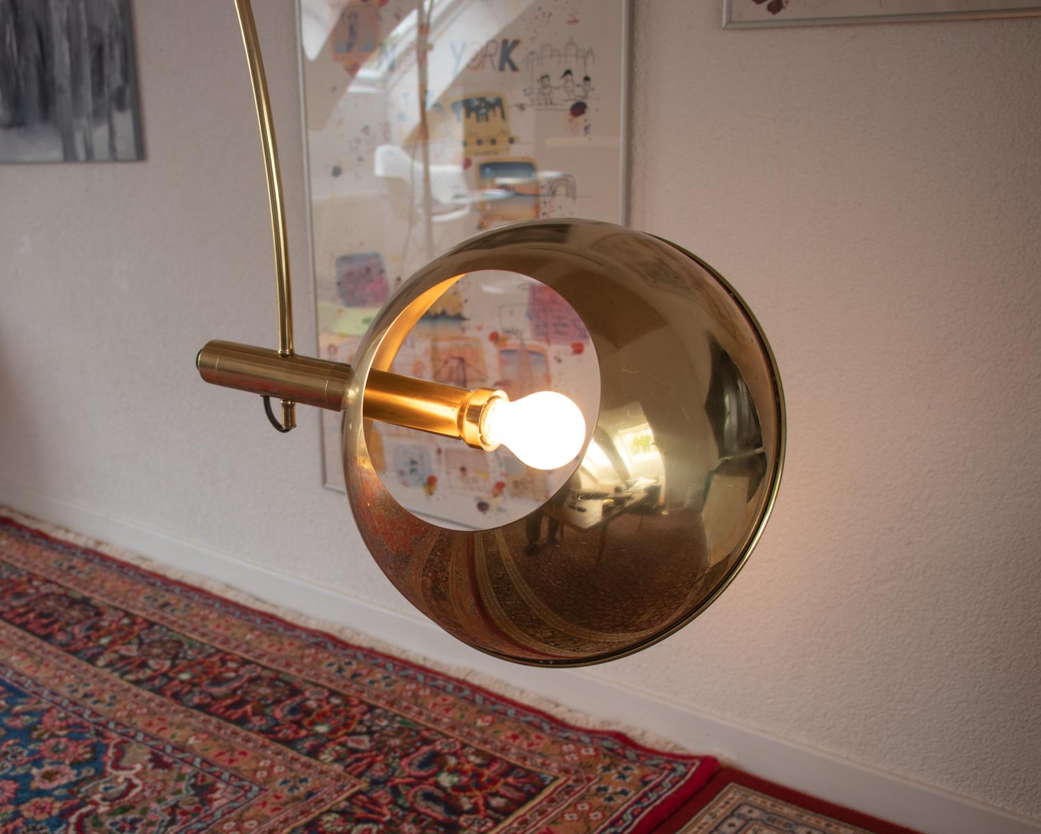 Adjustable Brass Arc Floor Lamp Boca by Florian Schulz, Germany, 1960-70s 6