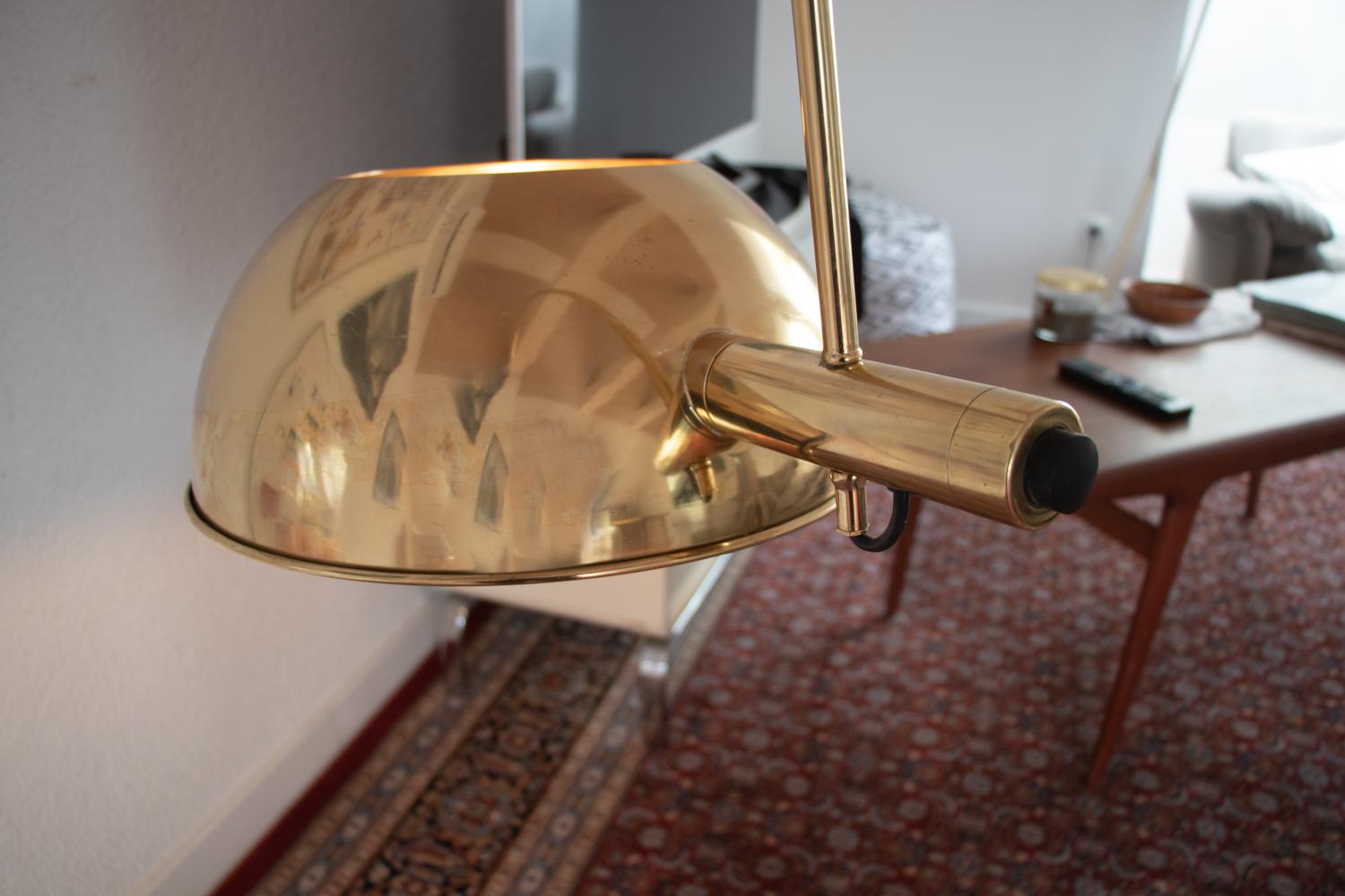 Adjustable Brass Arc Floor Lamp Boca by Florian Schulz, Germany, 1960-70s 2