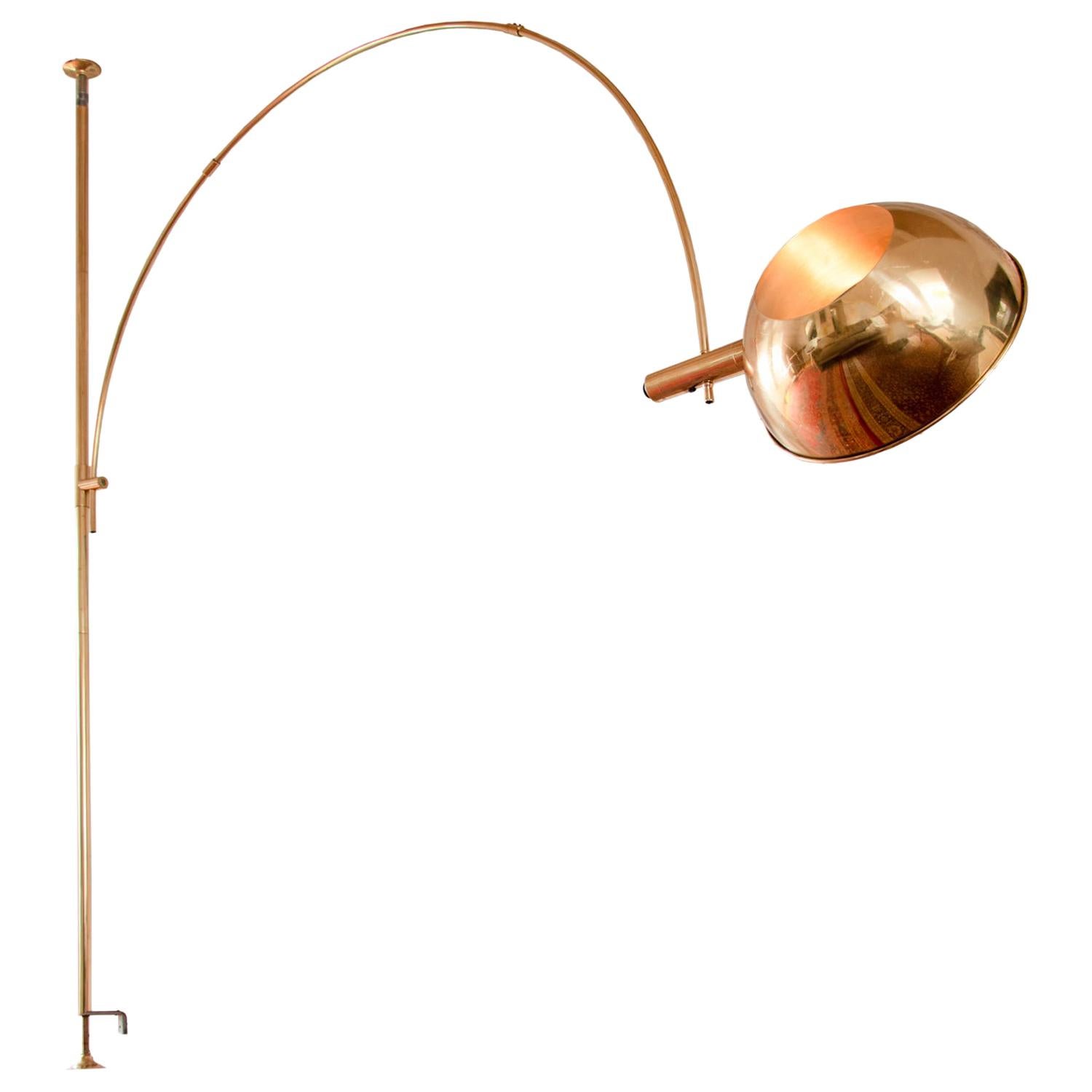 Adjustable Brass Arc Floor Lamp Boca by Florian Schulz, Germany, 1960-70s