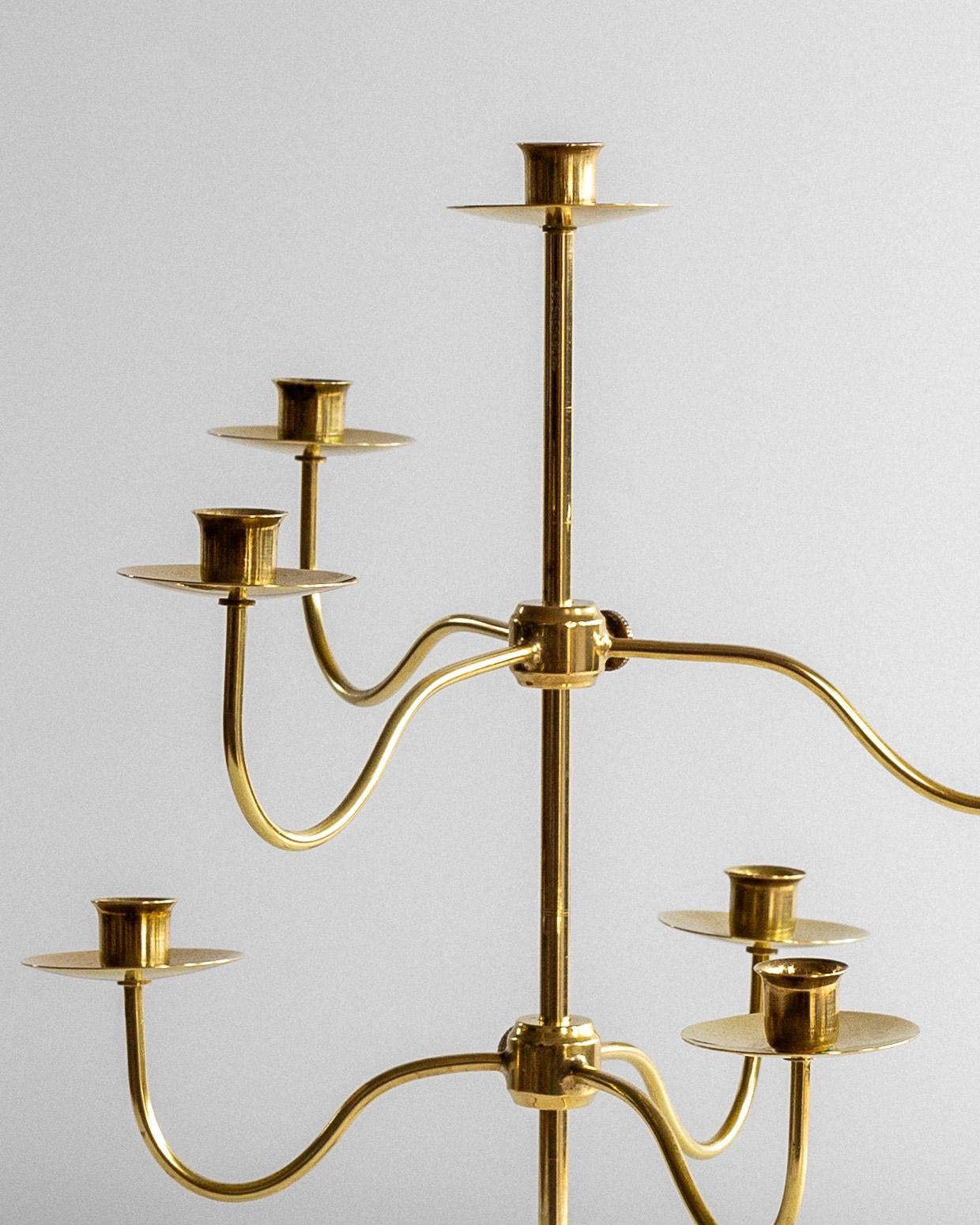 Scandinavian Modern Adjustable Brass Candelabra by Josef Frank for Svenskt Tenn, Swedish Modern For Sale