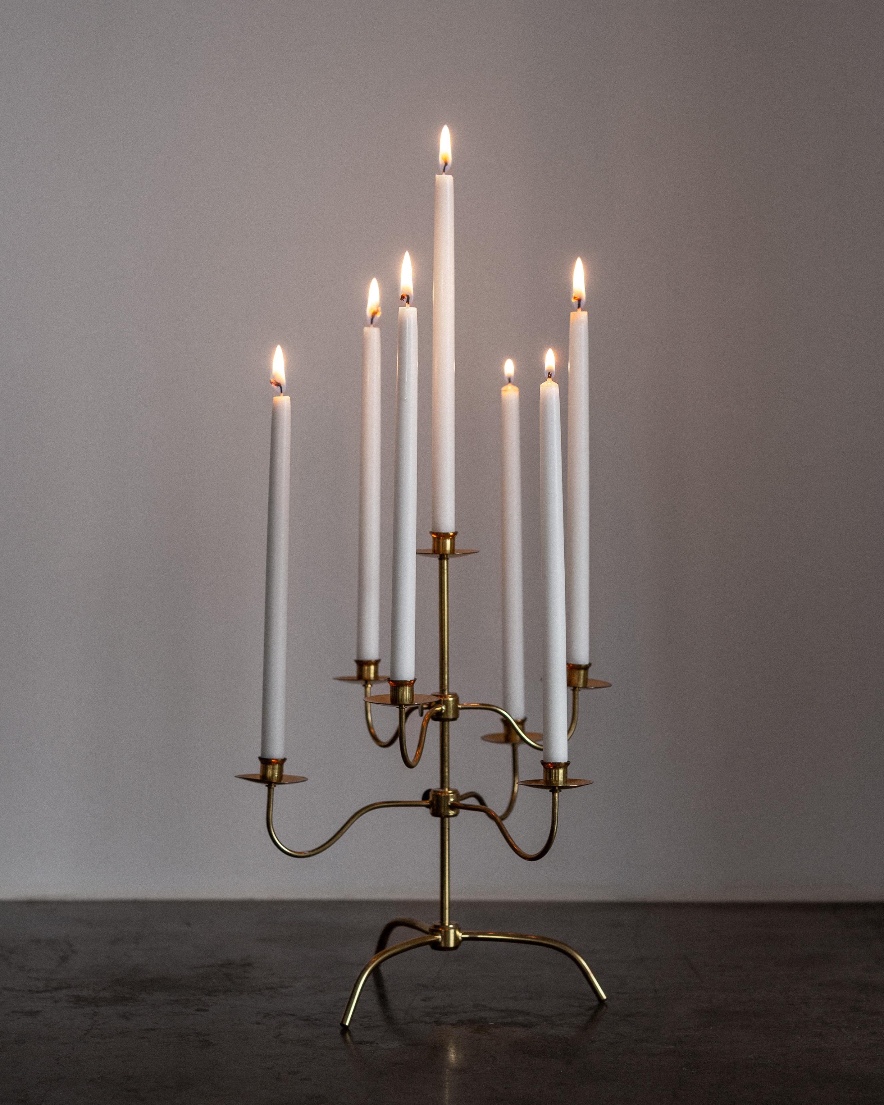 Adjustable Brass Candelabra by Josef Frank for Svenskt Tenn, Swedish Modern In Good Condition For Sale In Stockholm, SE