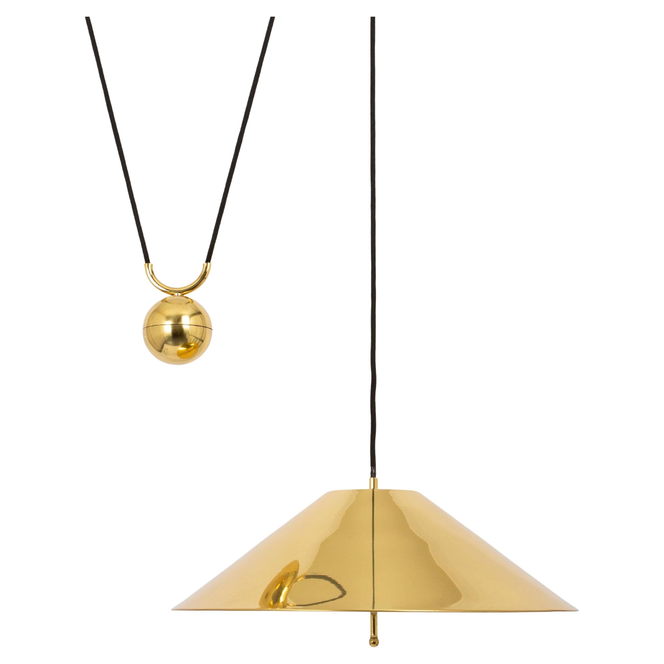 Adjustable Brass Counterweight Pendant Light in style of Florian Schulz, Germany