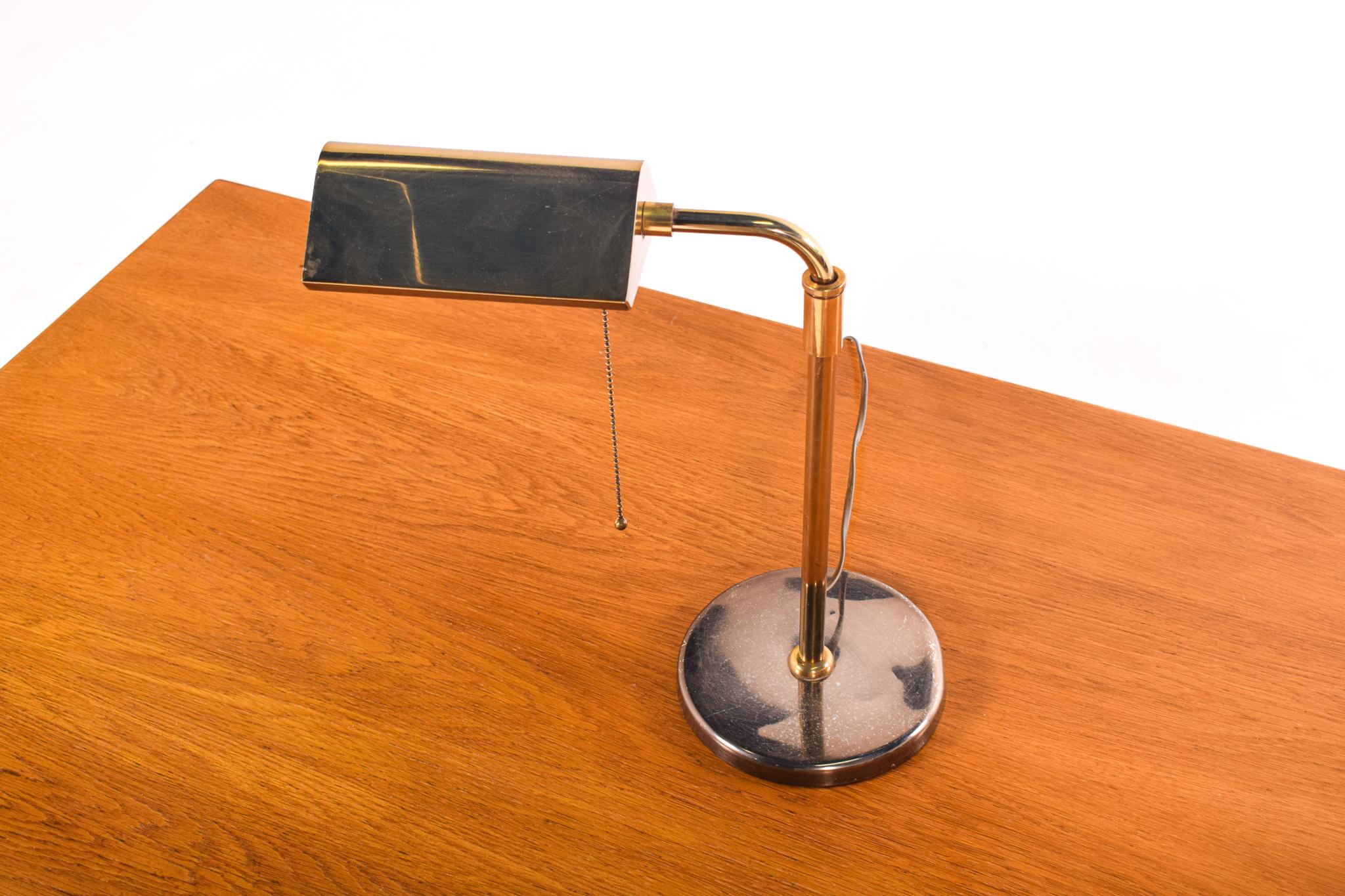 Mid-Century Modern Adjustable Brass Deknudt Desk Lamp, Belgium, 1970s