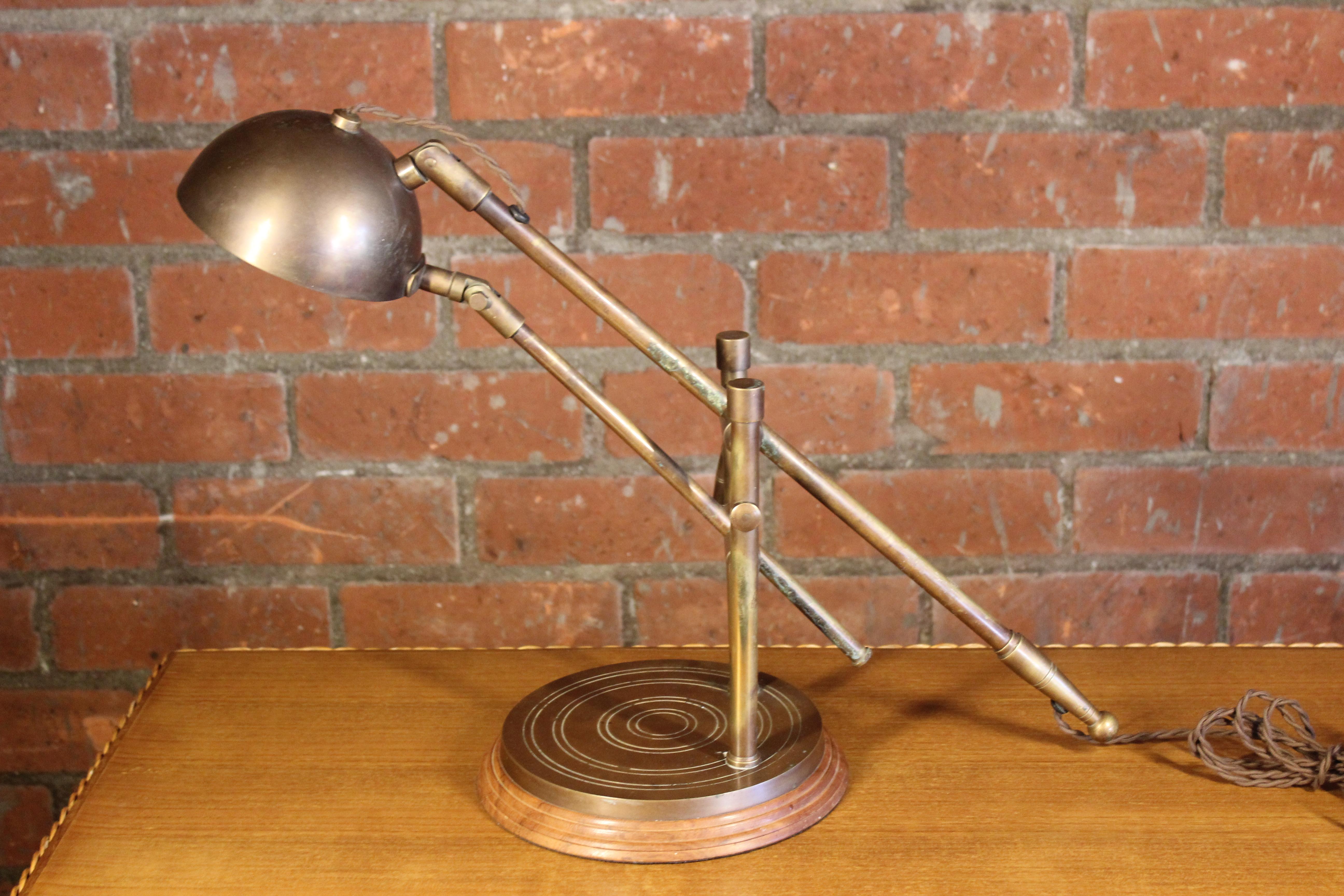 Adjustable Brass Desk Lamp, France, 1940s For Sale 5