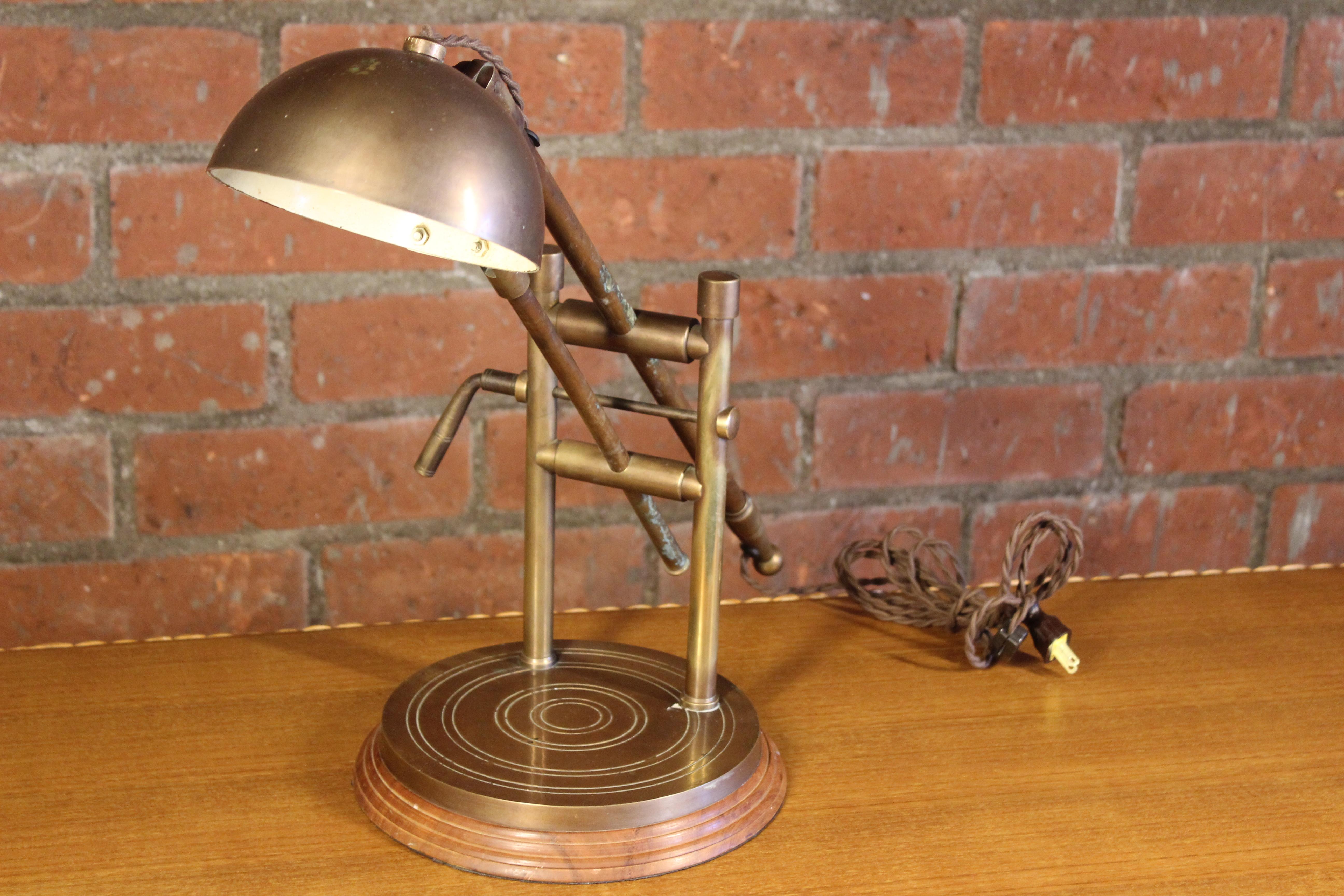 Adjustable Brass Desk Lamp, France, 1940s For Sale 9