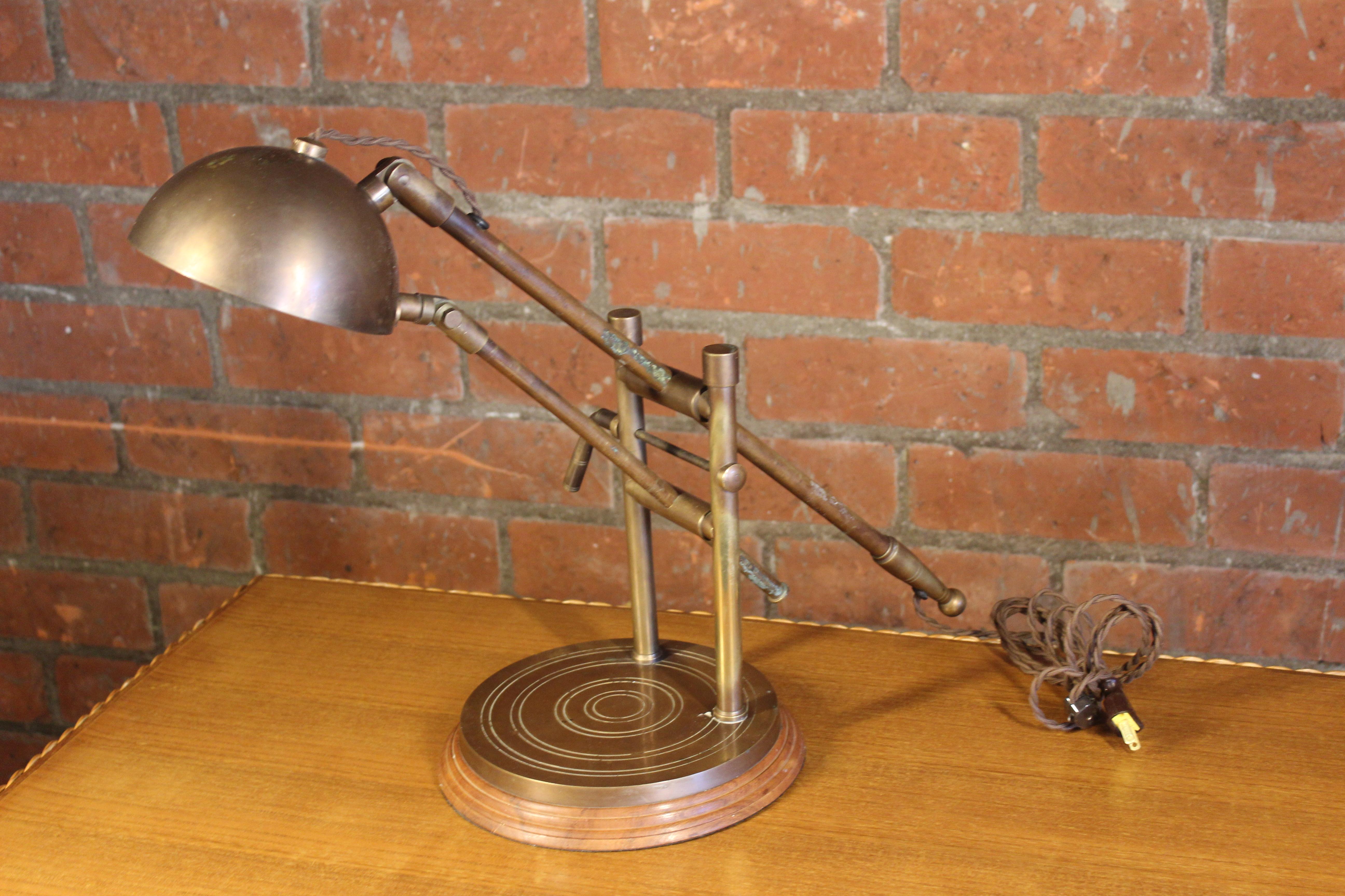 Adjustable Brass Desk Lamp, France, 1940s For Sale 12