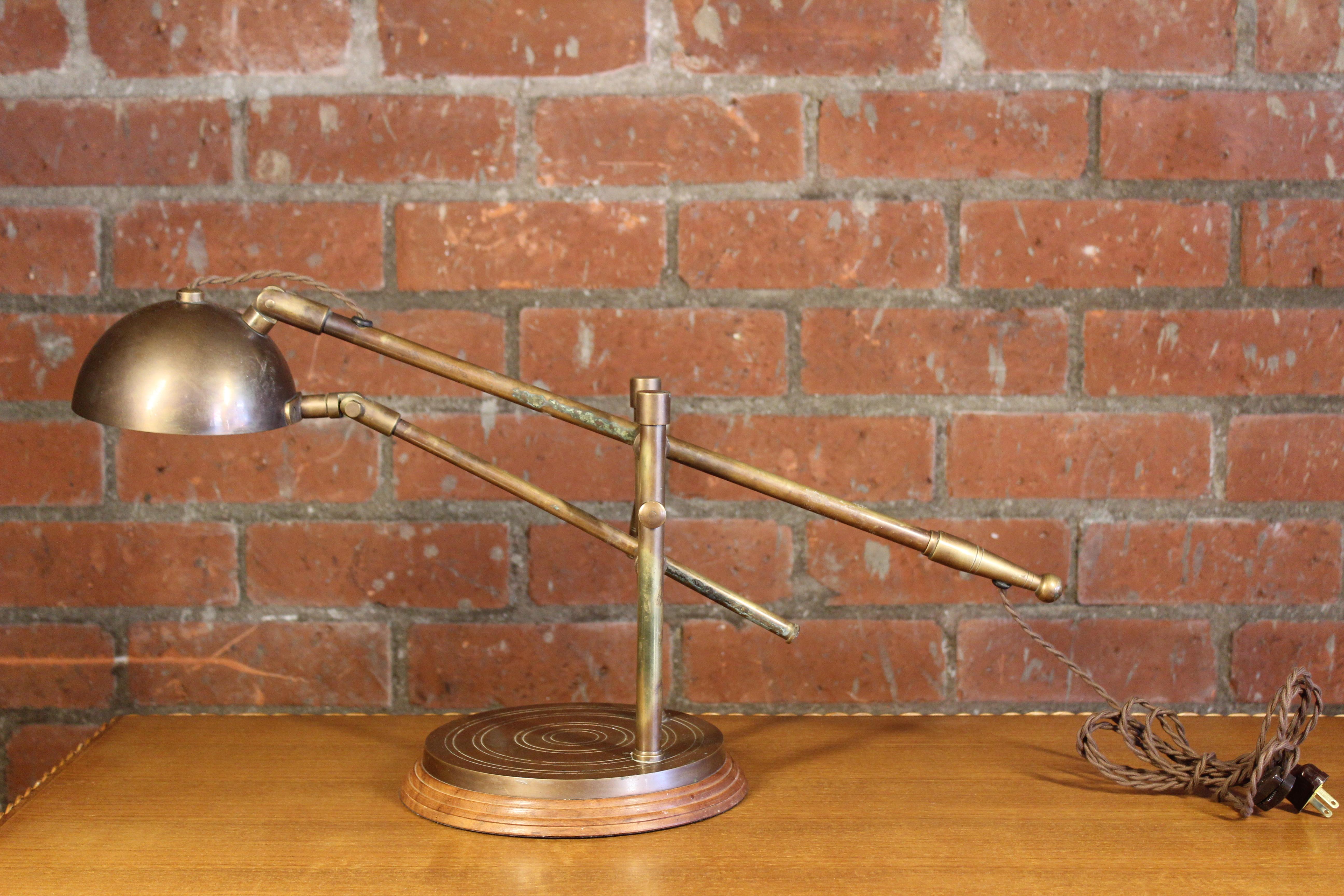 Adjustable Brass Desk Lamp, France, 1940s For Sale 3