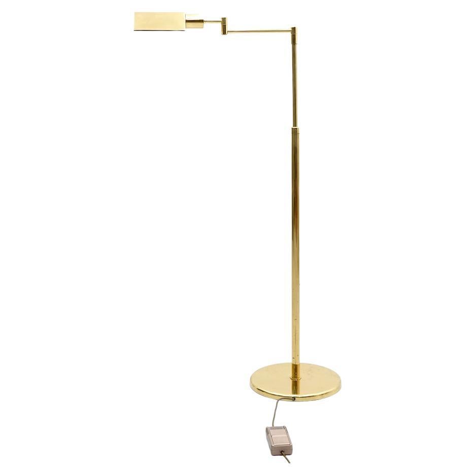 Vintage Cane Wrapped Adjustable Floor Lamp Brass With Chrome Shade Mid Century Modern Floor Lamp