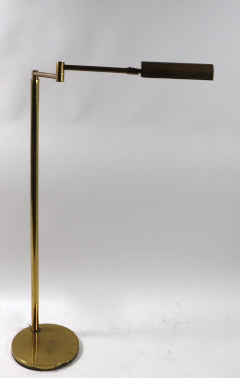 Mid-Century Modern Adjustable Brass Floor Lamp by Koch & Lowy