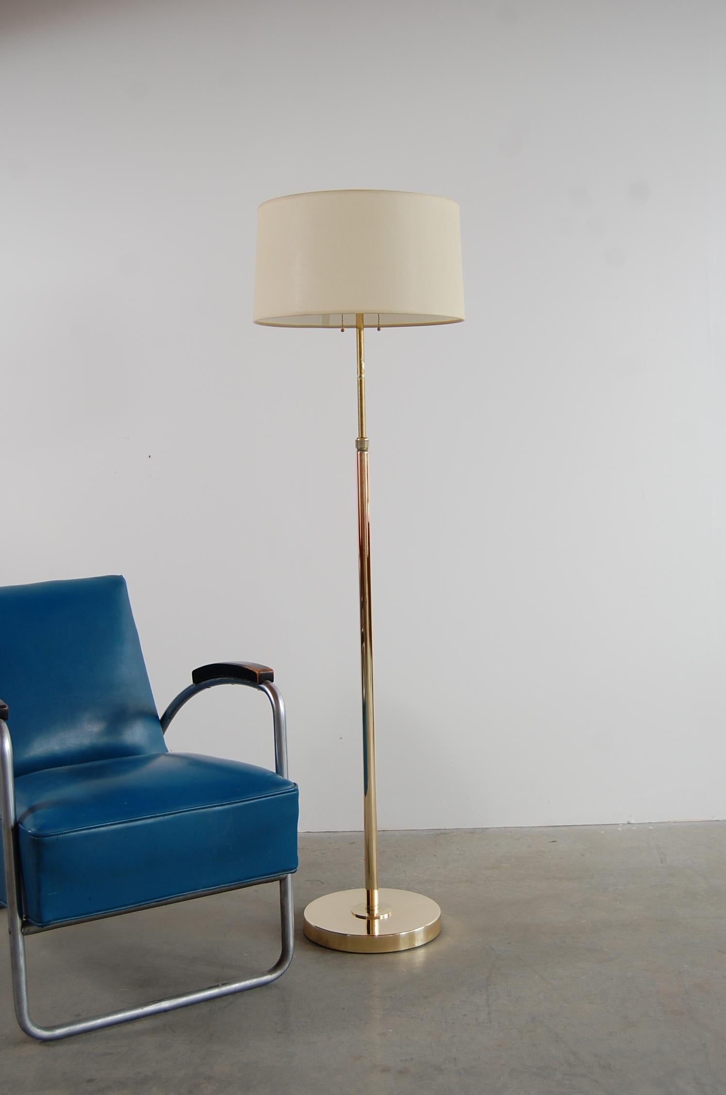 American Adjustable Brass Floor Lamp by Nessen Studios