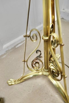 Adjustable Brass Floor Lamp in the Arts & Crafts Style