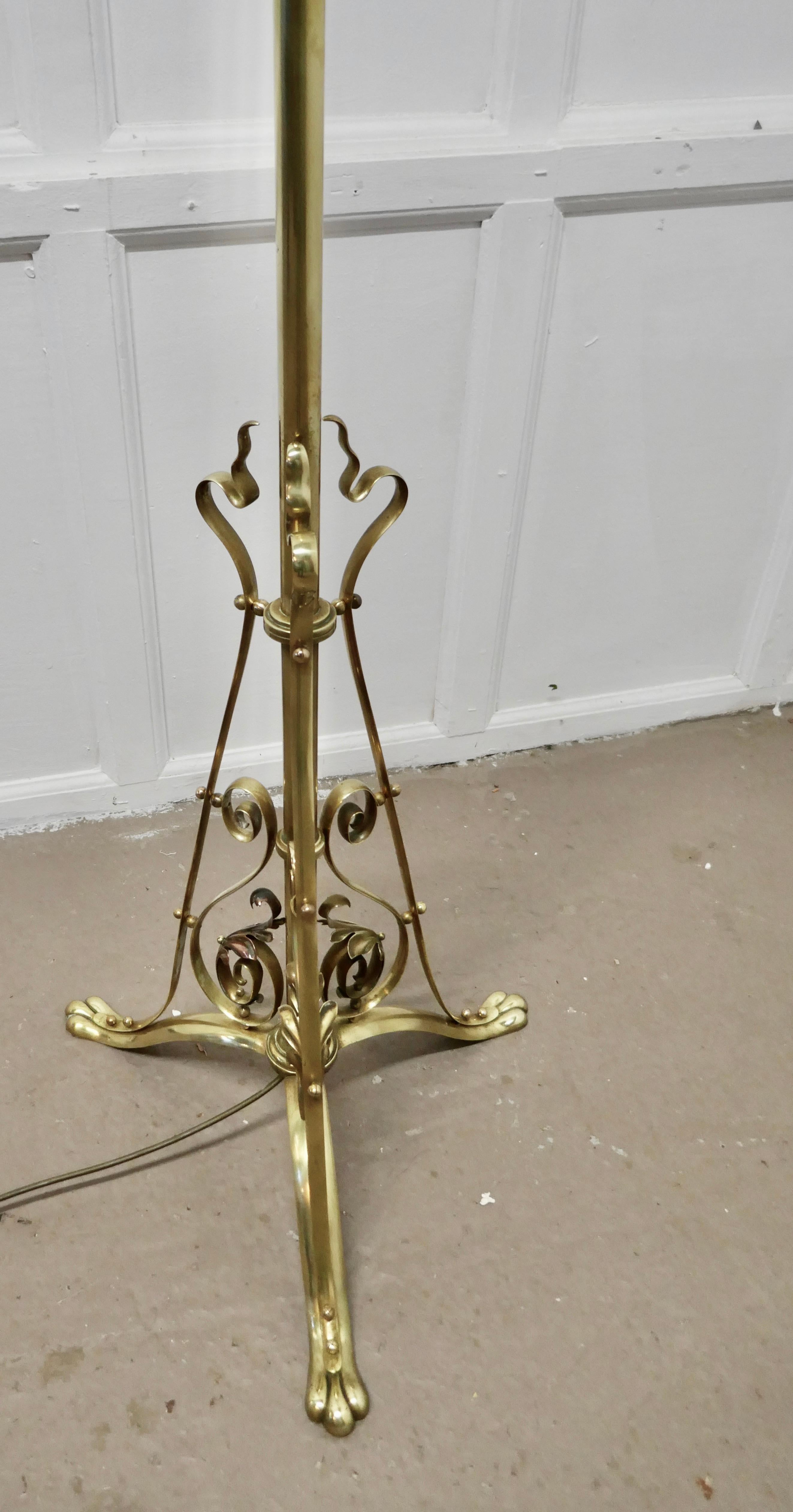 Adjustable Brass Floor Lamp in the Arts & Crafts Style 1