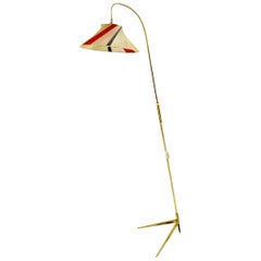 Adjustable Brass Floor Lamp-Original Shade