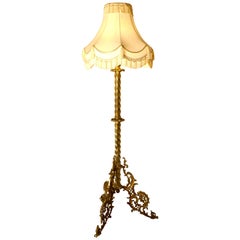 Antique Adjustable Brass Floor Lamp Rococo Standard Lamp