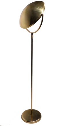 Adjustable Brass Floor Lamp with Saucer Shaped Shade