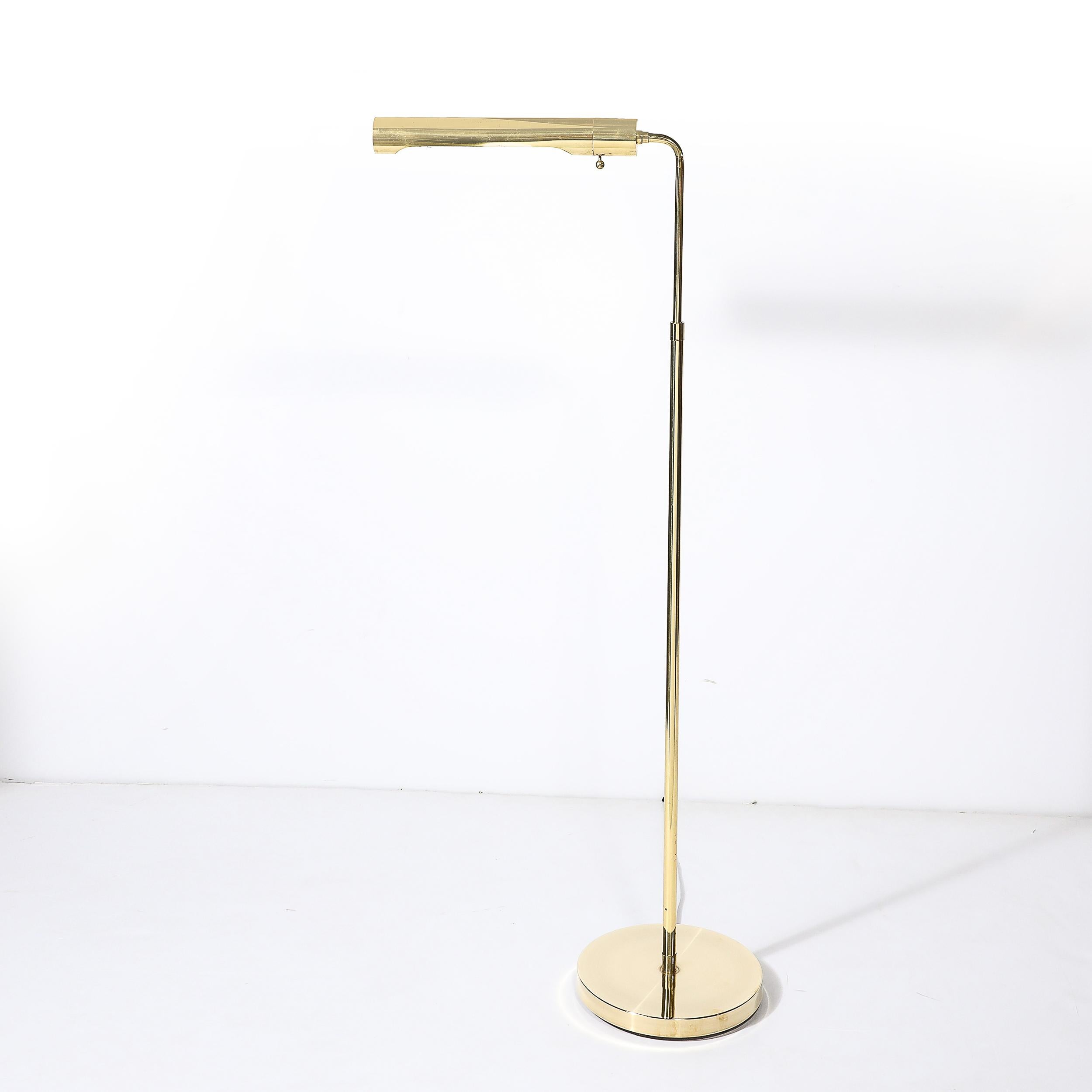 Adjustable Brass Floor Lamps W/Cylindrical Shades Manner of Cedric Hartman 4