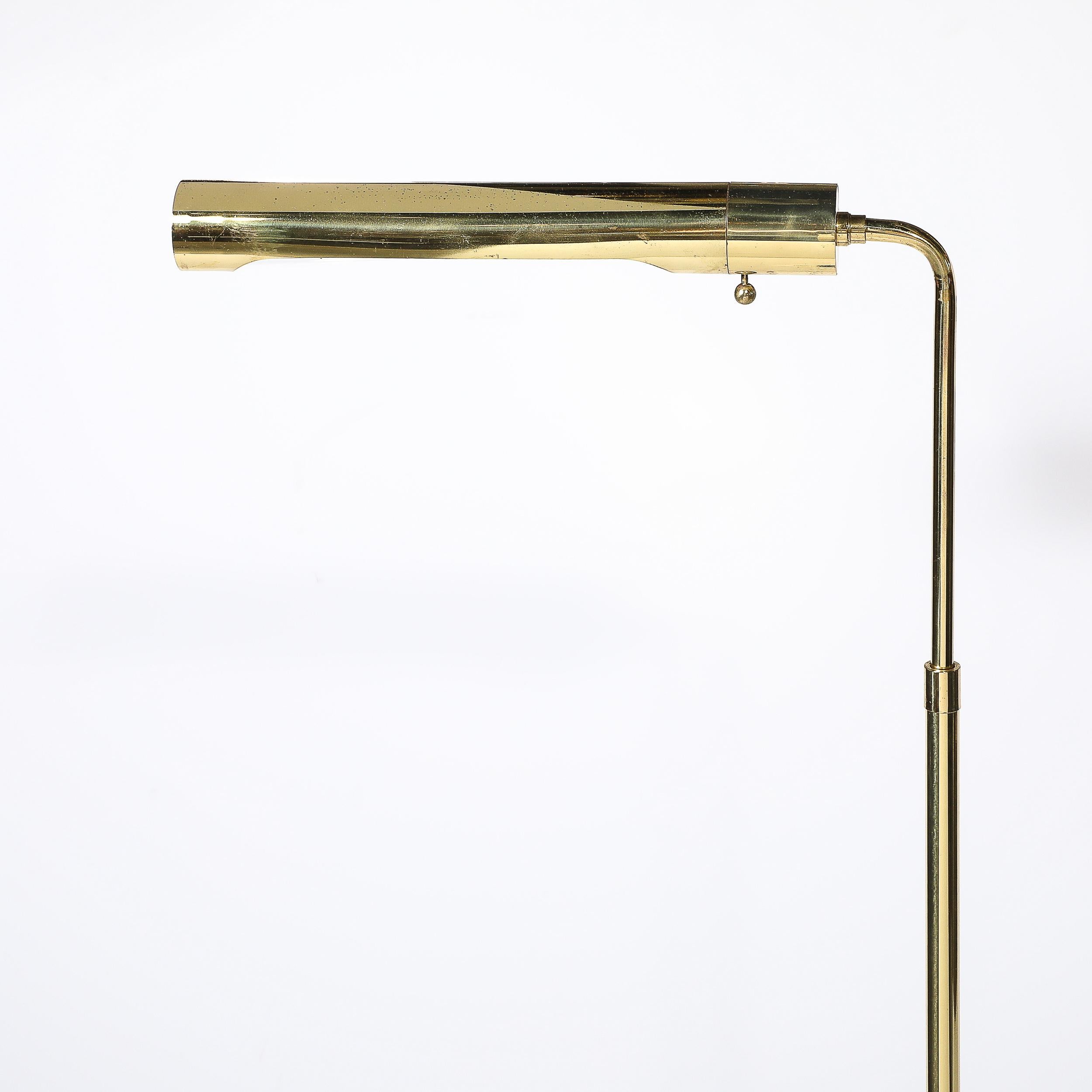 Adjustable Brass Floor Lamps W/Cylindrical Shades Manner of Cedric Hartman 5