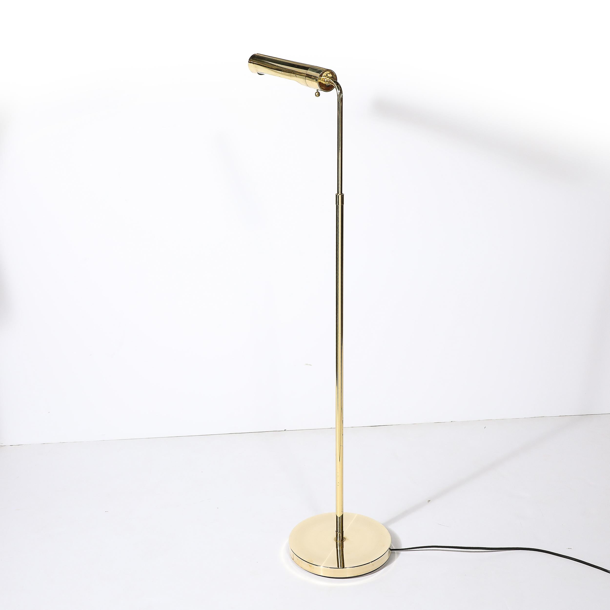 Adjustable Brass Floor Lamps W/Cylindrical Shades Manner of Cedric Hartman 6