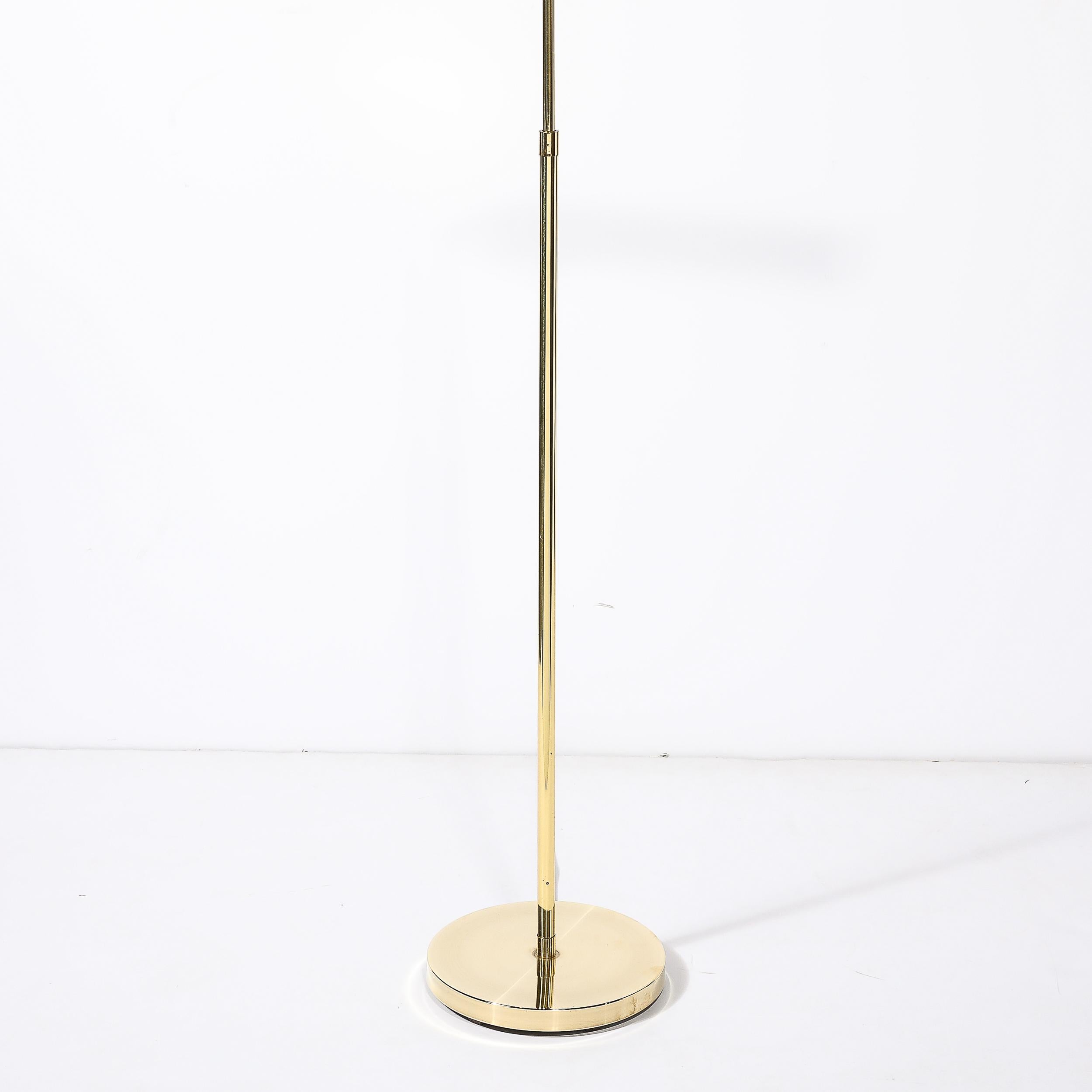 American Adjustable Brass Floor Lamps W/Cylindrical Shades Manner of Cedric Hartman