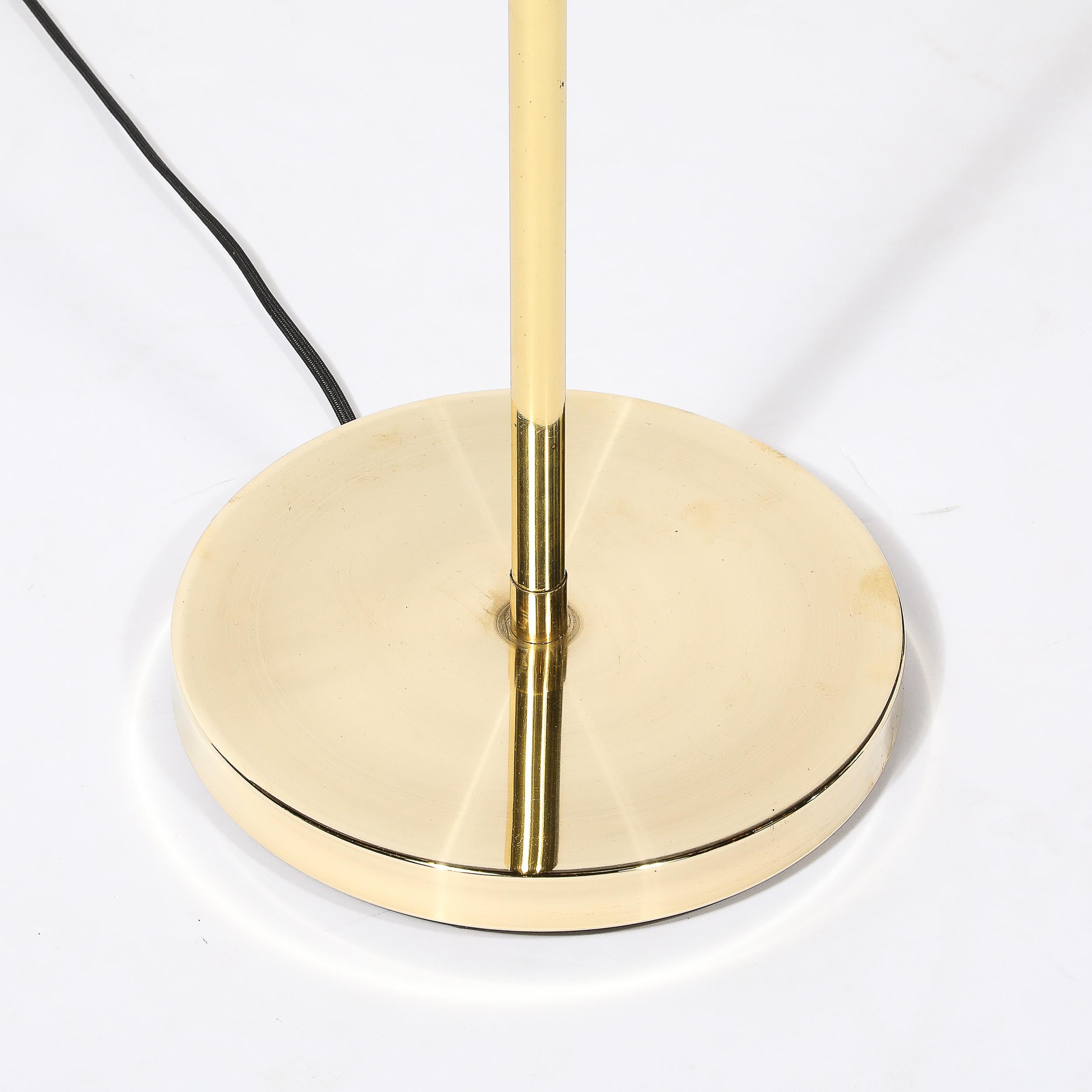 Late 20th Century Adjustable Brass Floor Lamps W/Cylindrical Shades Manner of Cedric Hartman