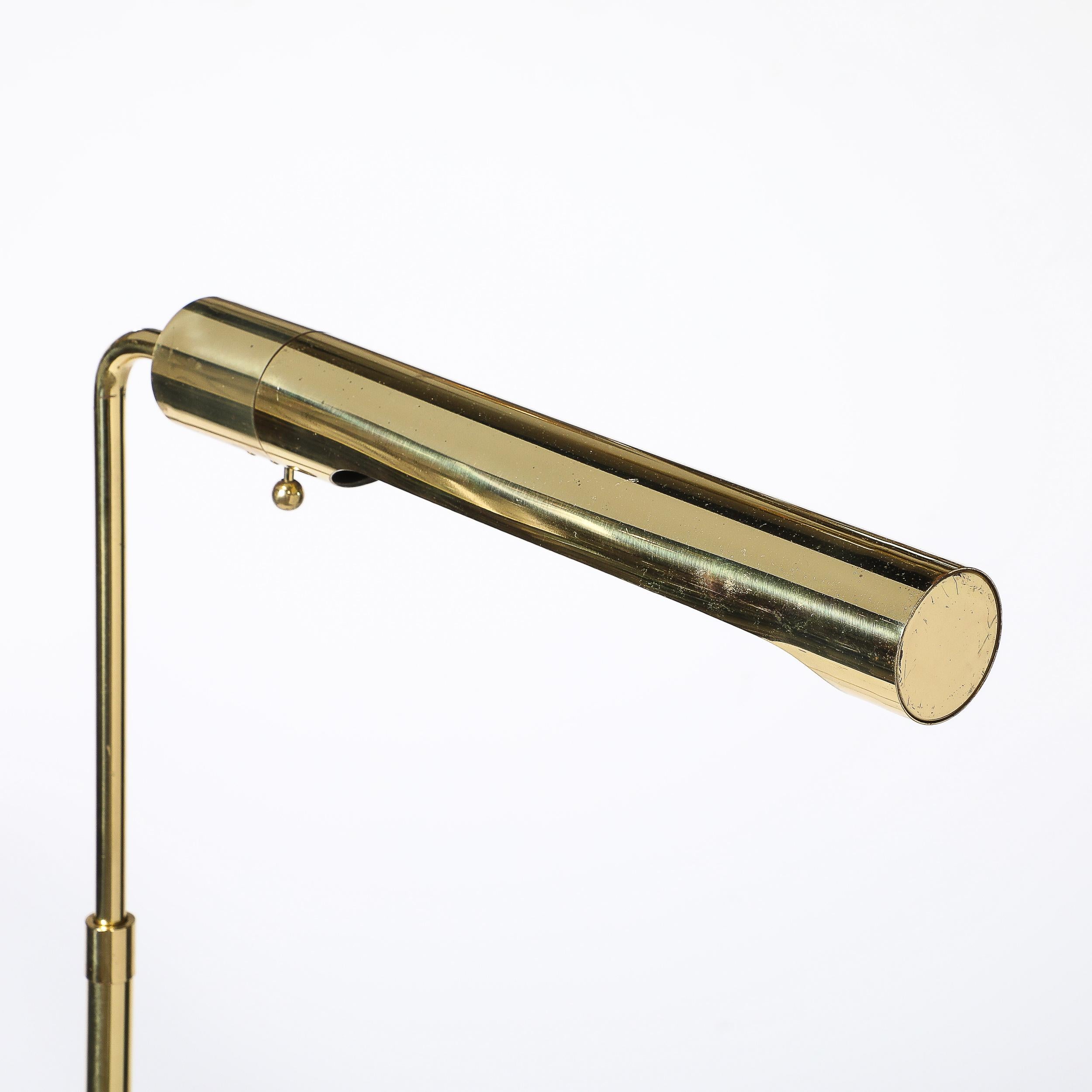 Adjustable Brass Floor Lamps W/Cylindrical Shades Manner of Cedric Hartman 1
