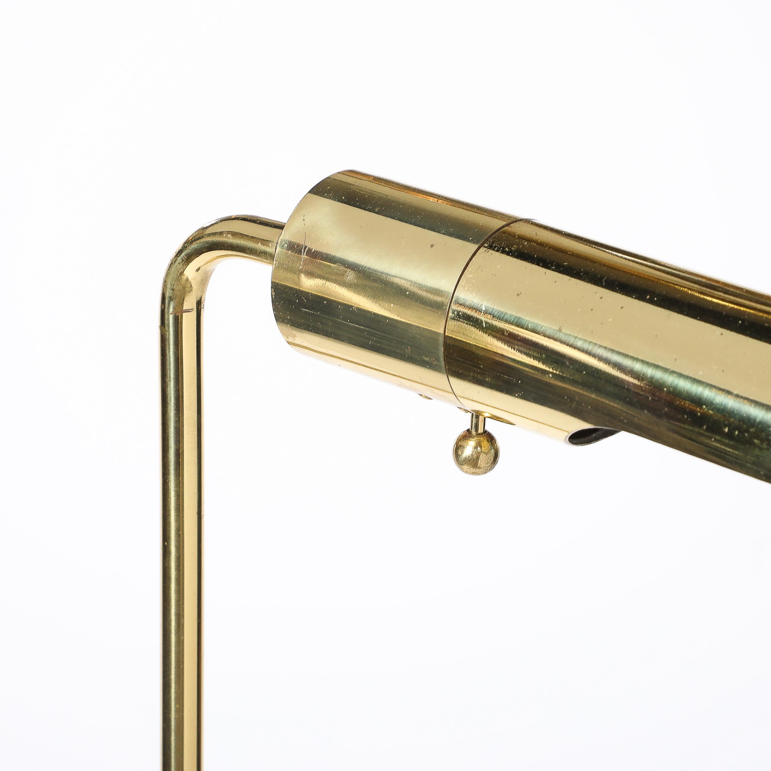 Adjustable Brass Floor Lamps W/Cylindrical Shades Manner of Cedric Hartman 2