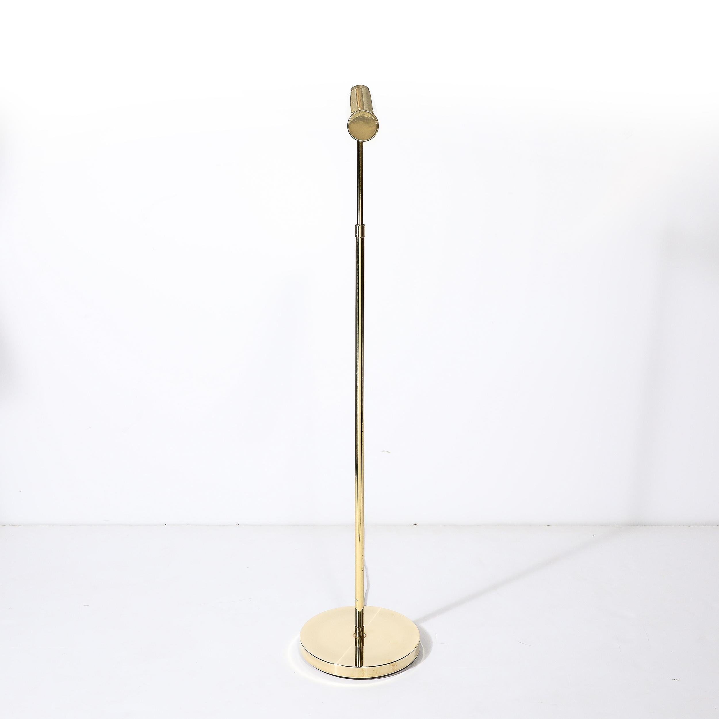 Adjustable Brass Floor Lamps W/Cylindrical Shades Manner of Cedric Hartman 3