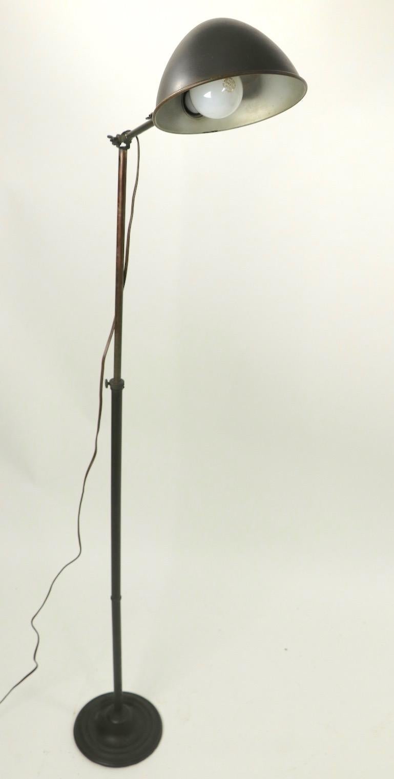 Adjustable Brass Industrial Task Angle Poise Floor Lamp In Good Condition In New York, NY