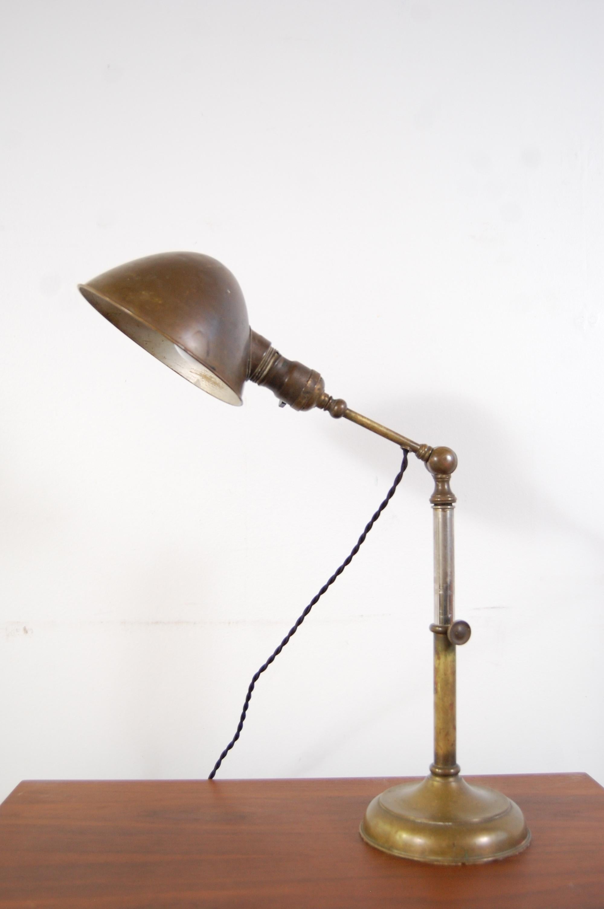 Industrial Adjustable Brass Jeweler's Lamp