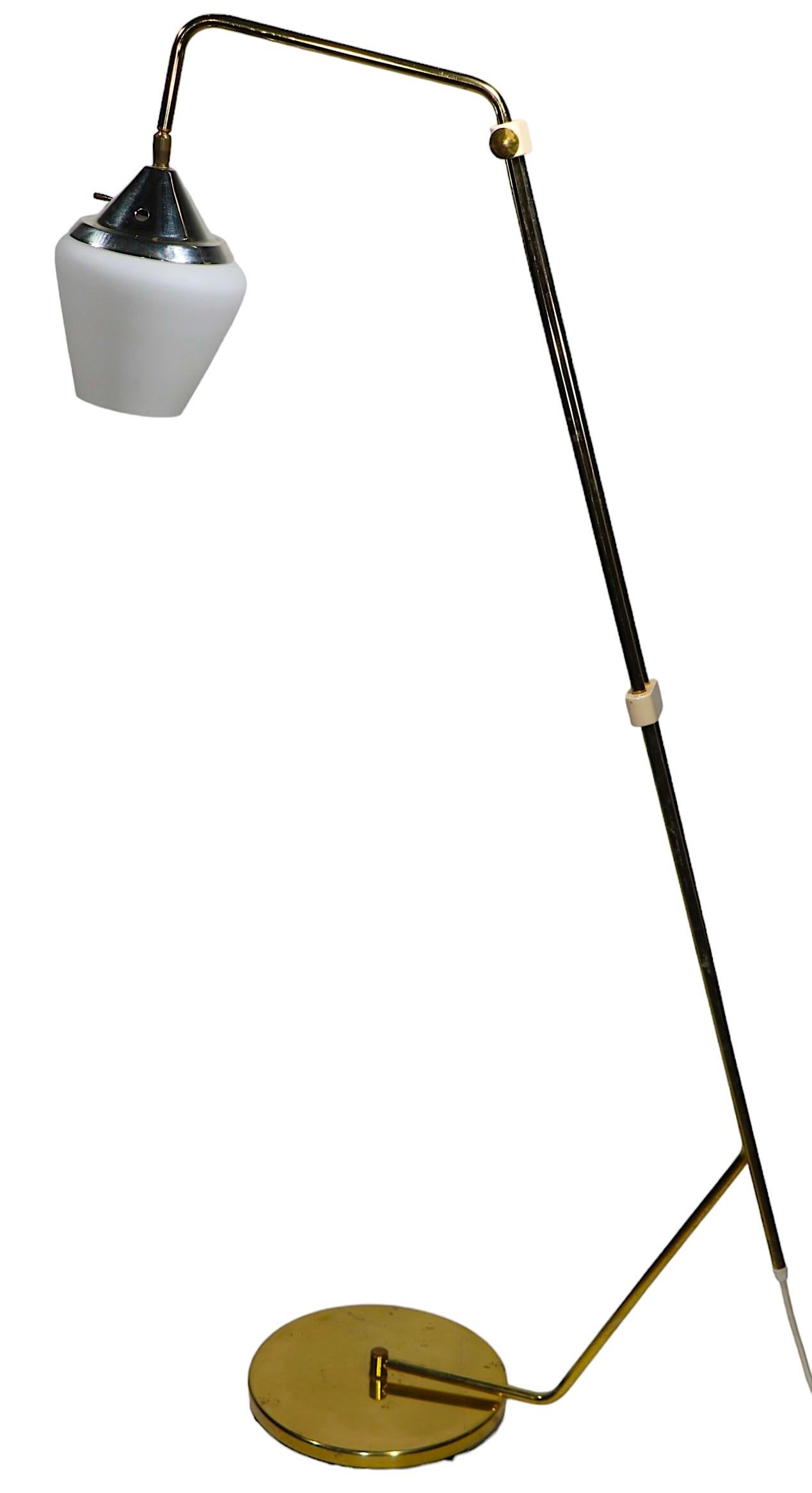 American Adjustable Brass Mid Century Floor Lamp  For Sale
