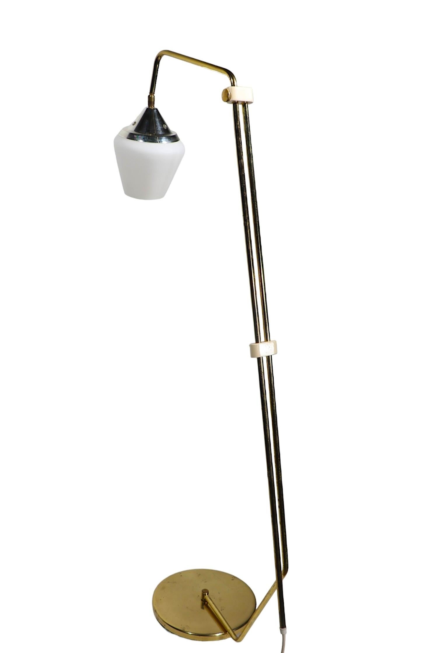 Adjustable Brass Mid Century Floor Lamp  In Good Condition For Sale In New York, NY