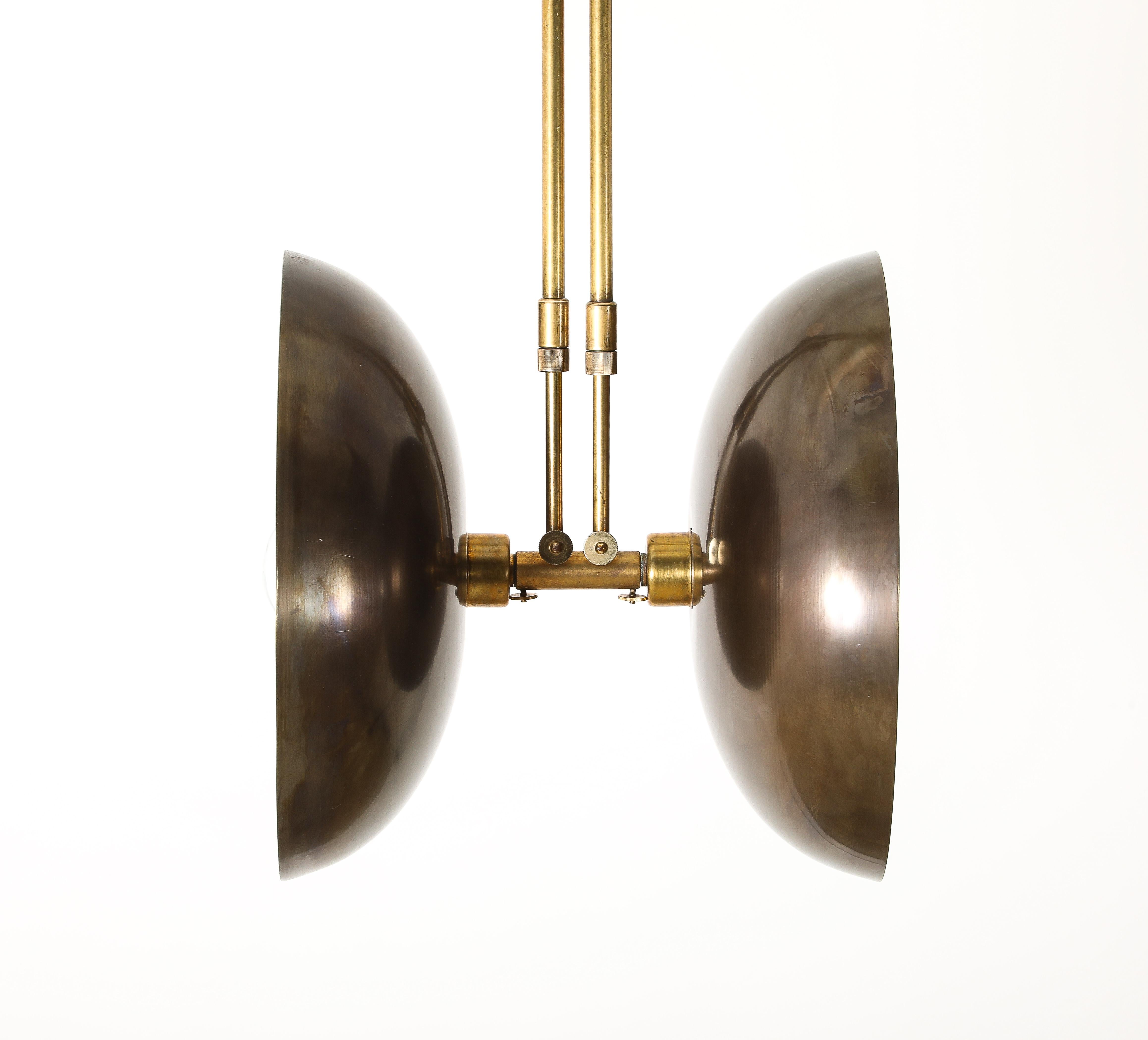 Mid-Century Modern Adjustable Brass Pendant, France 1950's For Sale