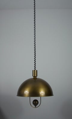 Adjustable Brass Pendant Lamp by Florian Schulz, 1970s Germany