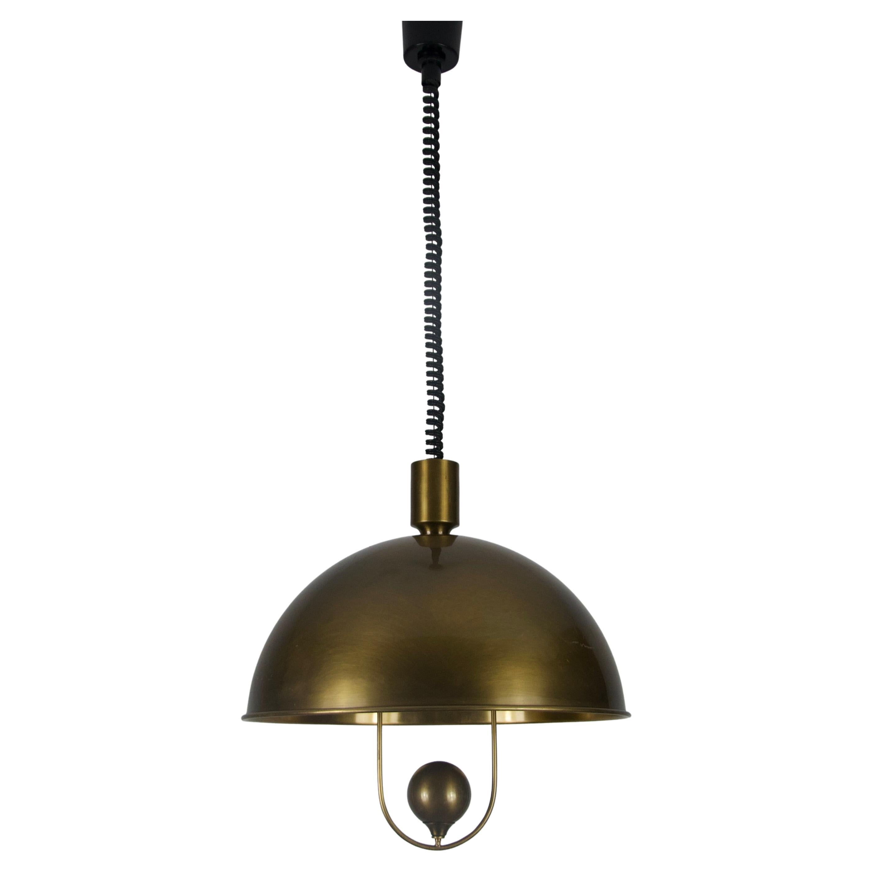 Adjustable Brass Pendant Lamp by Florian Schulz, 1970s Germany