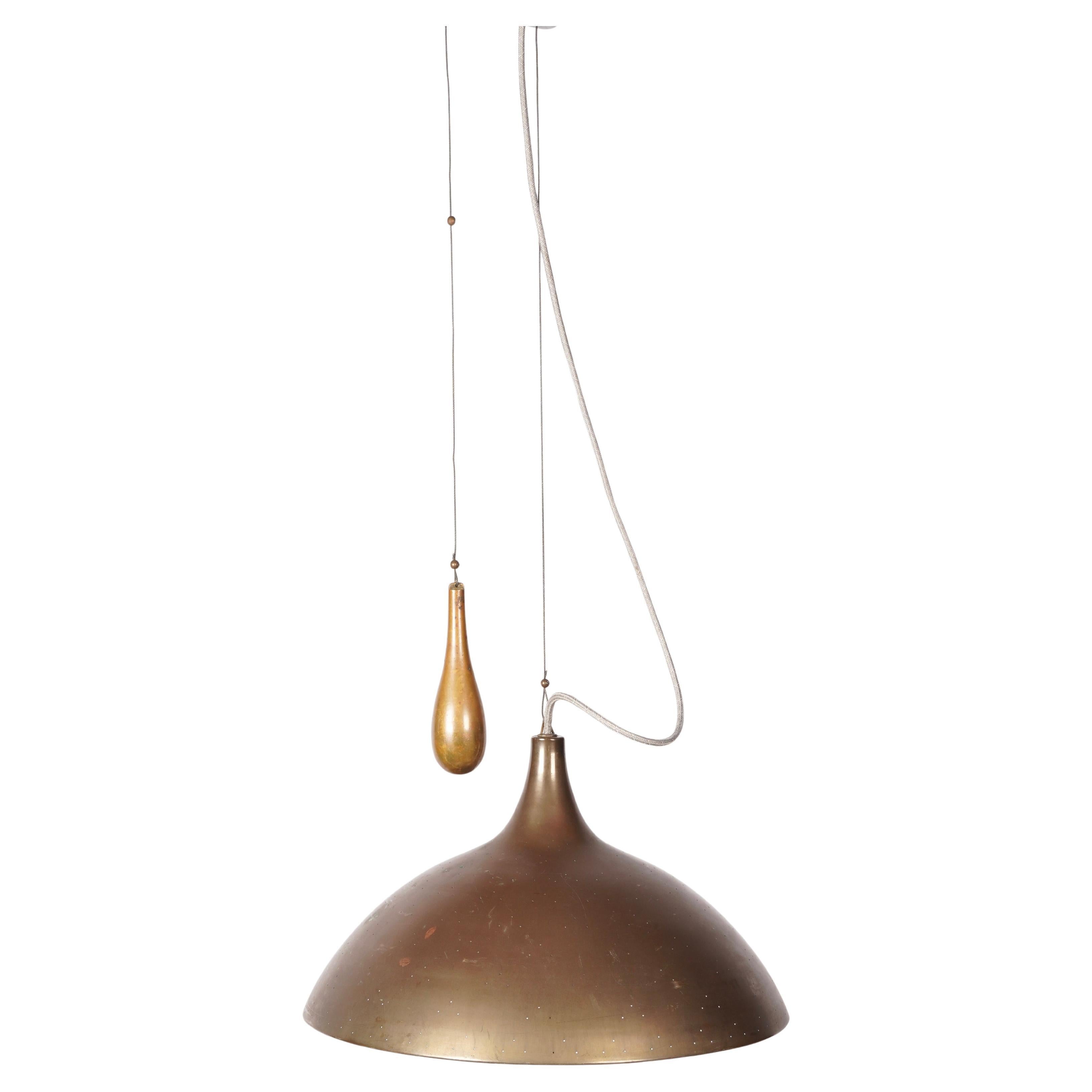 Adjustable Brass Pendant Lamp in the manner of Paavo Tynell