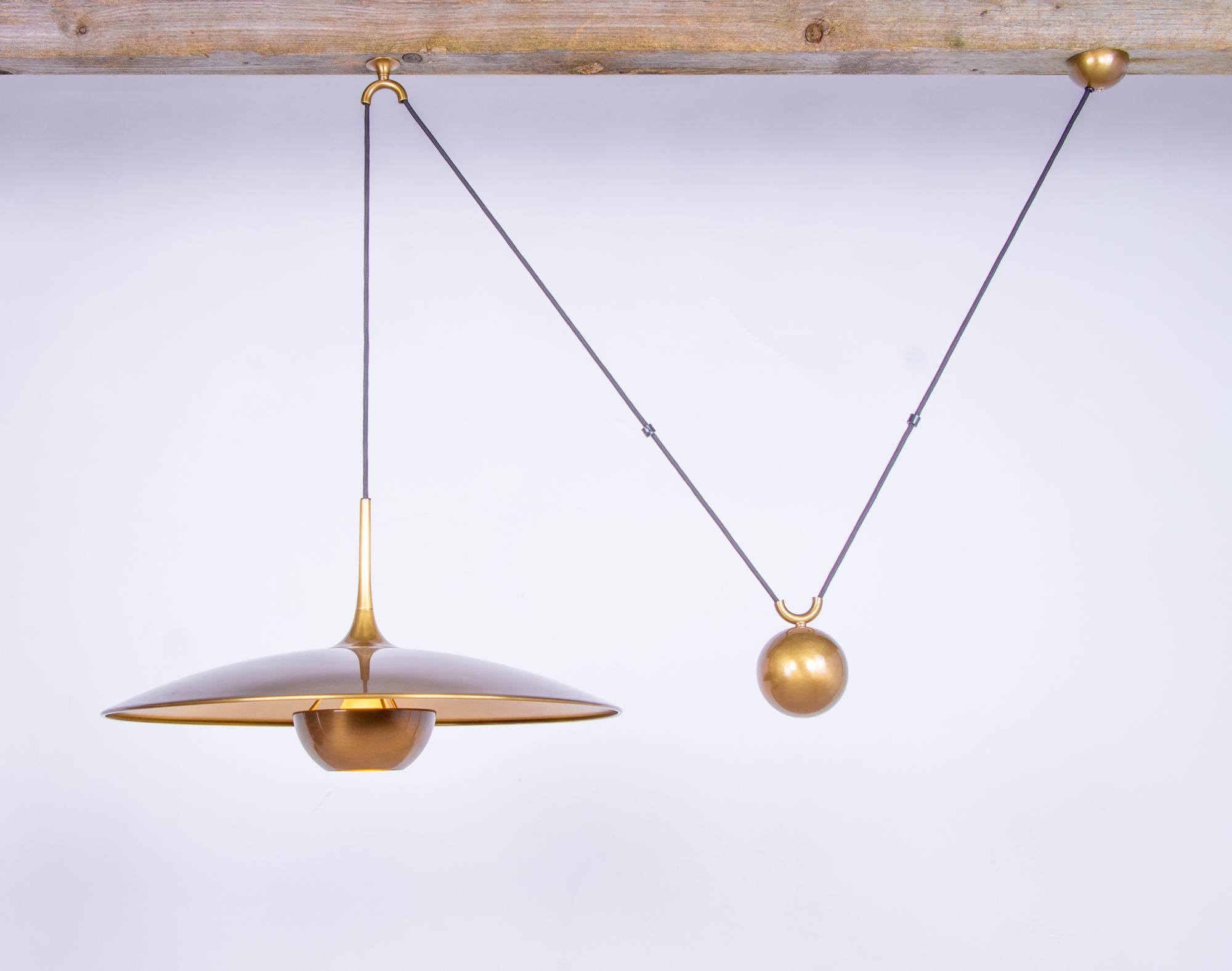 Adjustable Brass Pendant Lamp Onos 55 by Florian Schulz, Germany, 1970s For Sale 2