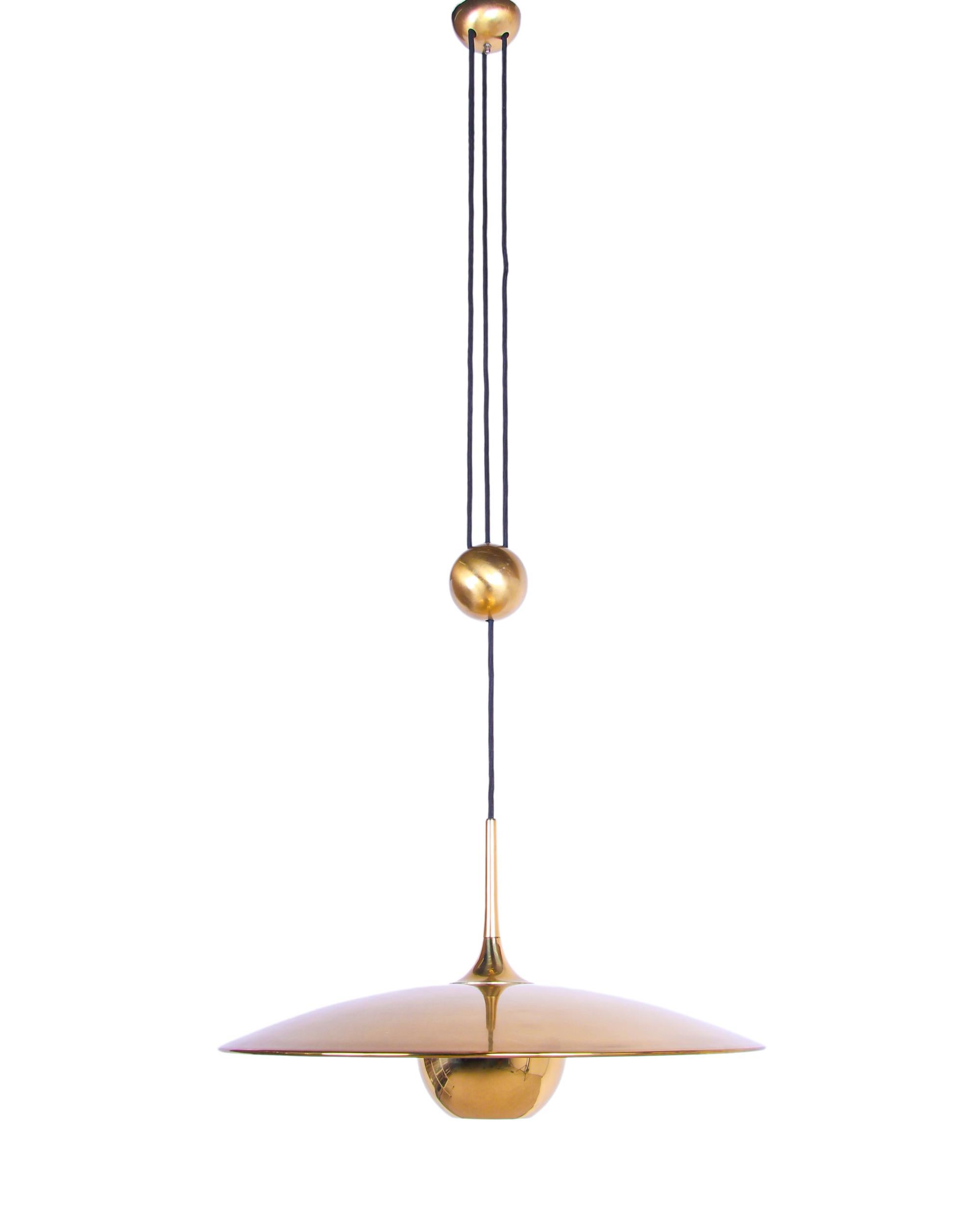 Adjustable Brass Pendant Lamp Onox 55 by Florian Schulz, Germany, 1970s For Sale 3