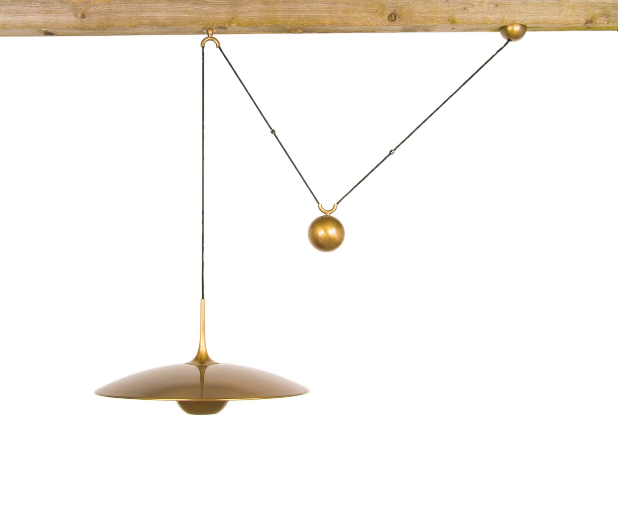 Adjustable Brass Pendant Lamp Onos 55 by Florian Schulz, Germany, 1970s For Sale 4