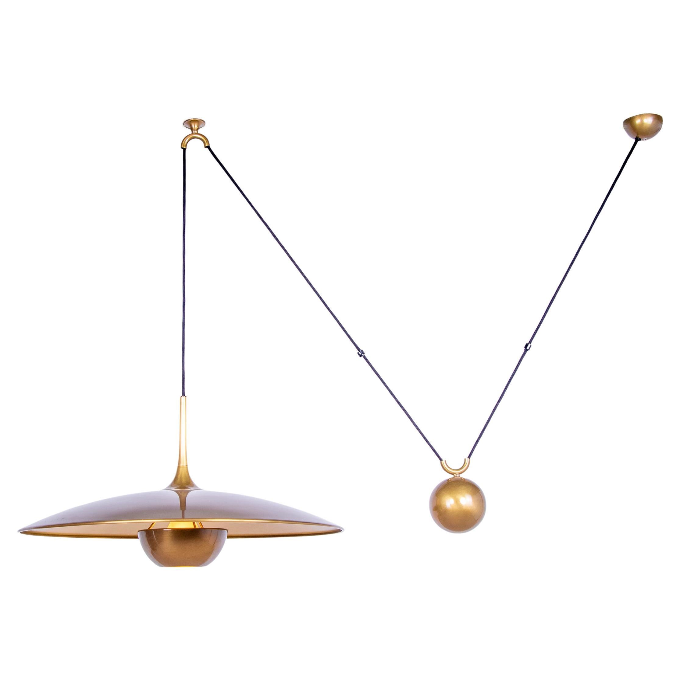 Adjustable Brass Pendant Lamp Onos 55 by Florian Schulz, Germany, 1970s For Sale
