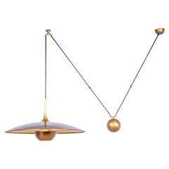 Vintage Adjustable Brass Pendant Lamp Onos 55 by Florian Schulz, Germany, 1970s