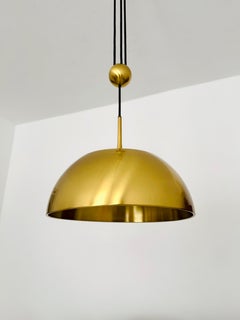 Adjustable Brass Pendant Lamp with Counterweight by Florian Schulz
