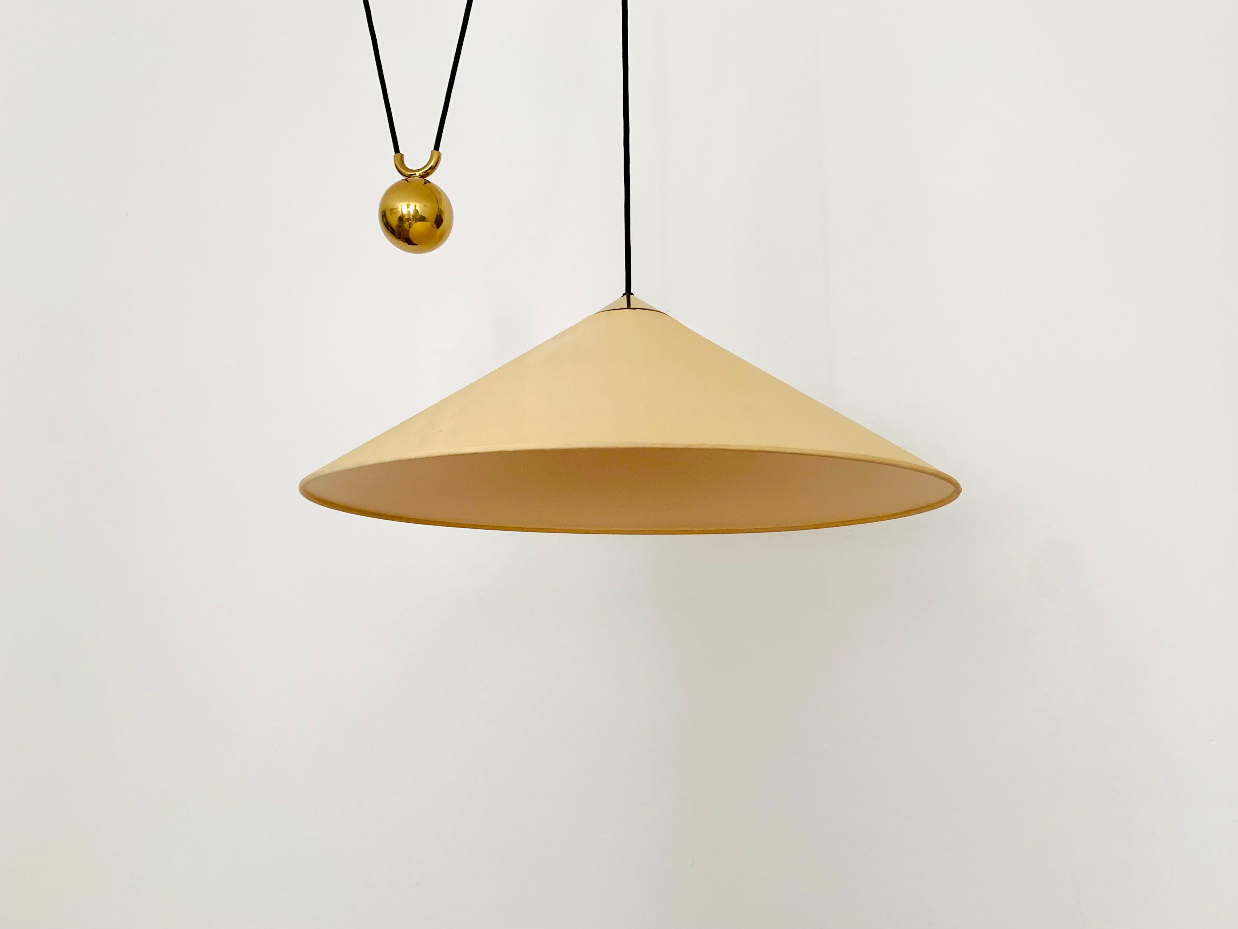 Adjustable Brass Pendant Lamp with Counterweight by Florian Schulz In Good Condition For Sale In München, DE